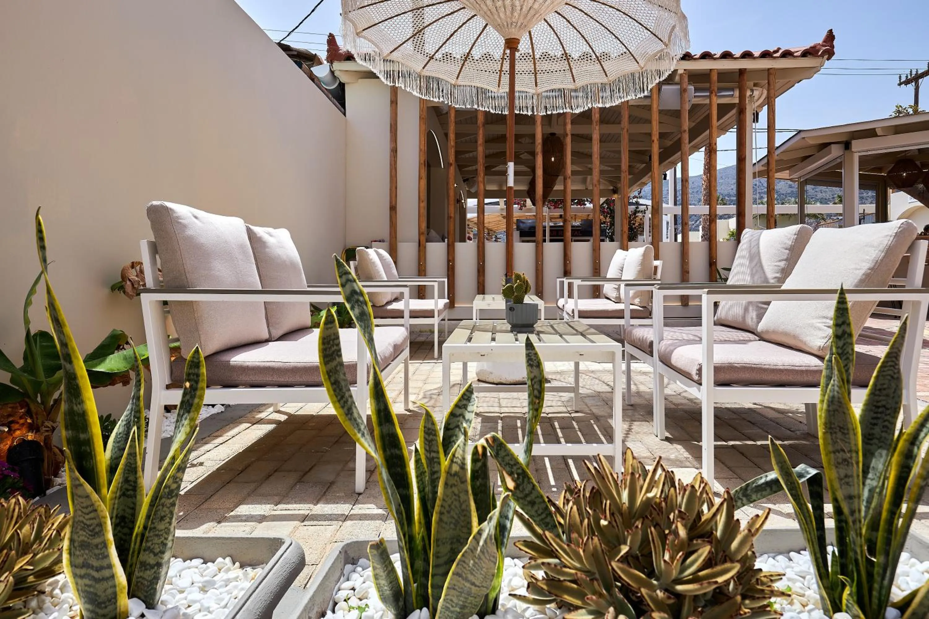 Patio in Mila Malia Studios Hotel