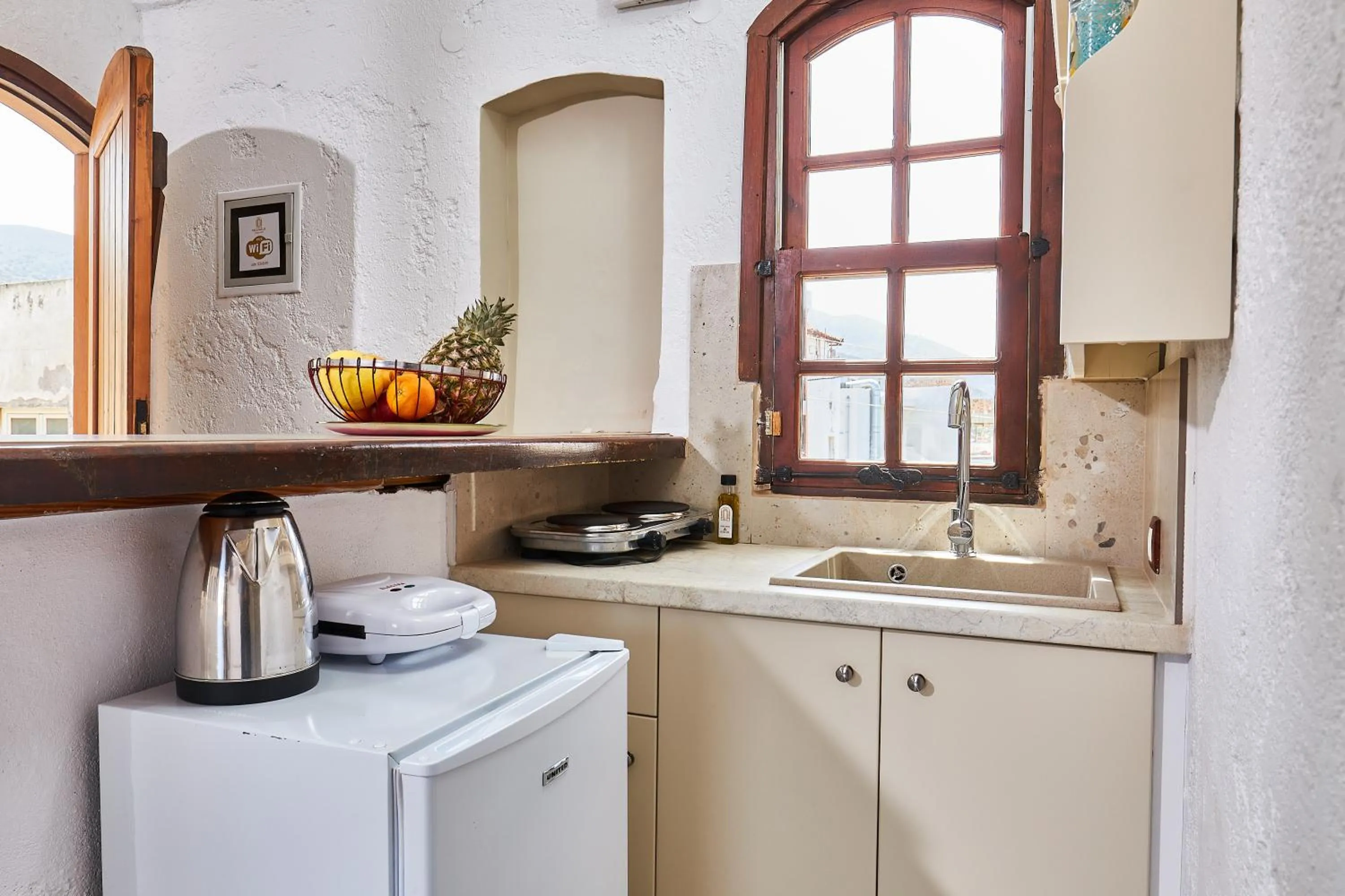 Kitchen or kitchenette in Mila Malia Studios Hotel