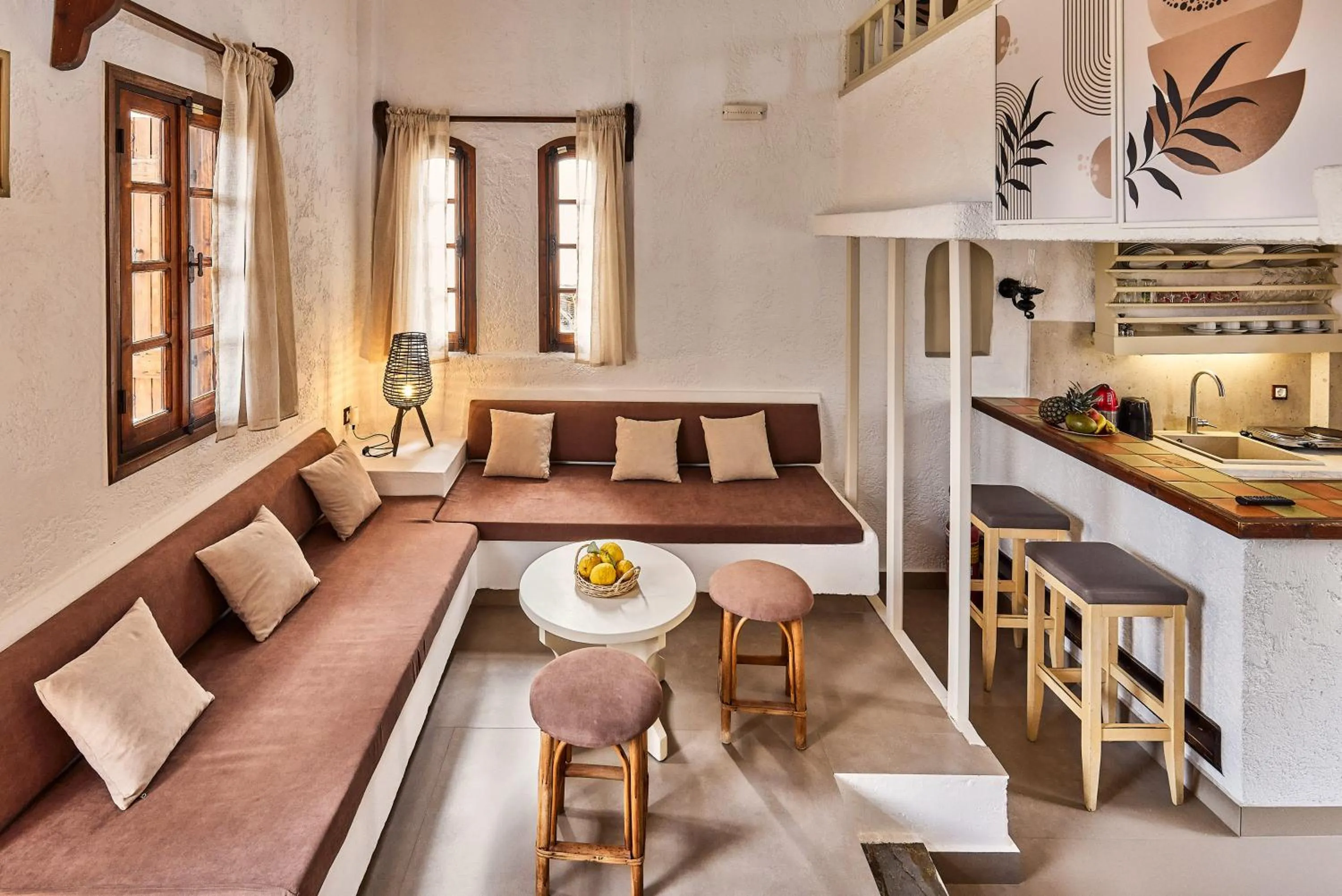 Living room, Bed in Mila Malia Studios Hotel