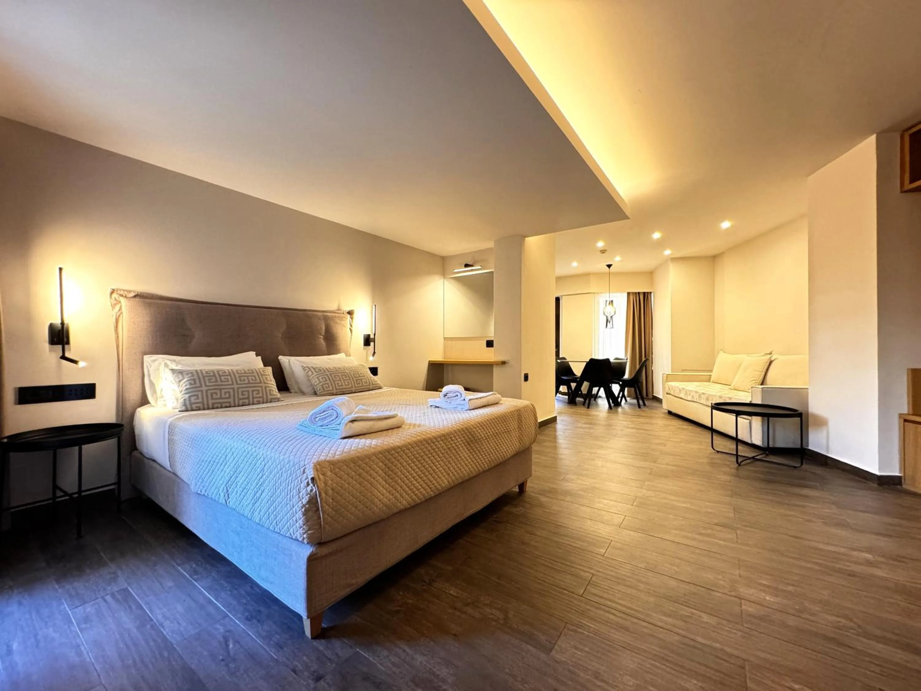 Bed in Elina Hotel Apartments