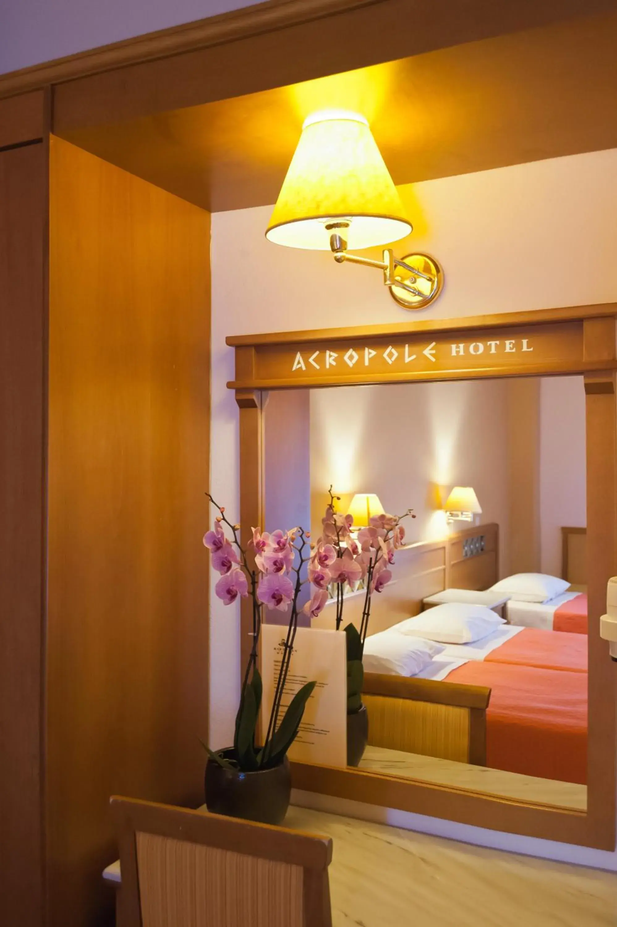 Decorative detail, Bed in Acropole Delphi City Hotel Decorative detail, Bed in Acropole Delphi City Hotel