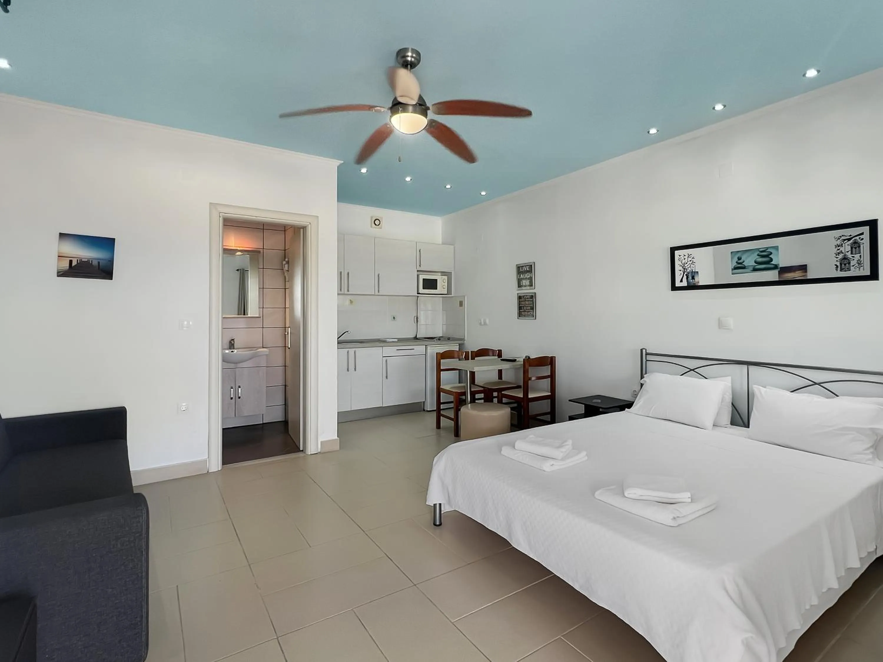 Bed in Corfu Andromaches Holiday Apartments