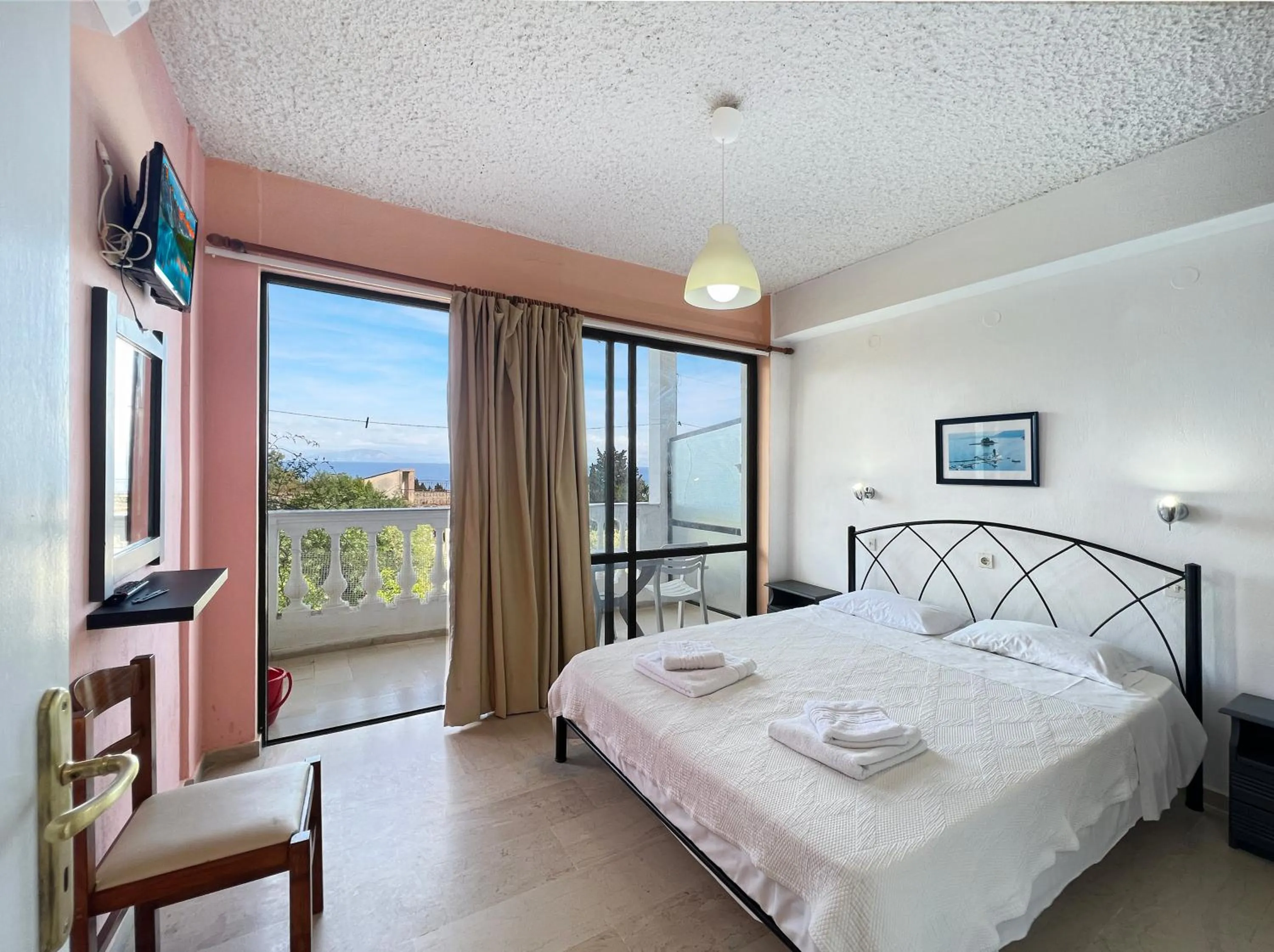 Bed in Corfu Andromaches Holiday Apartments