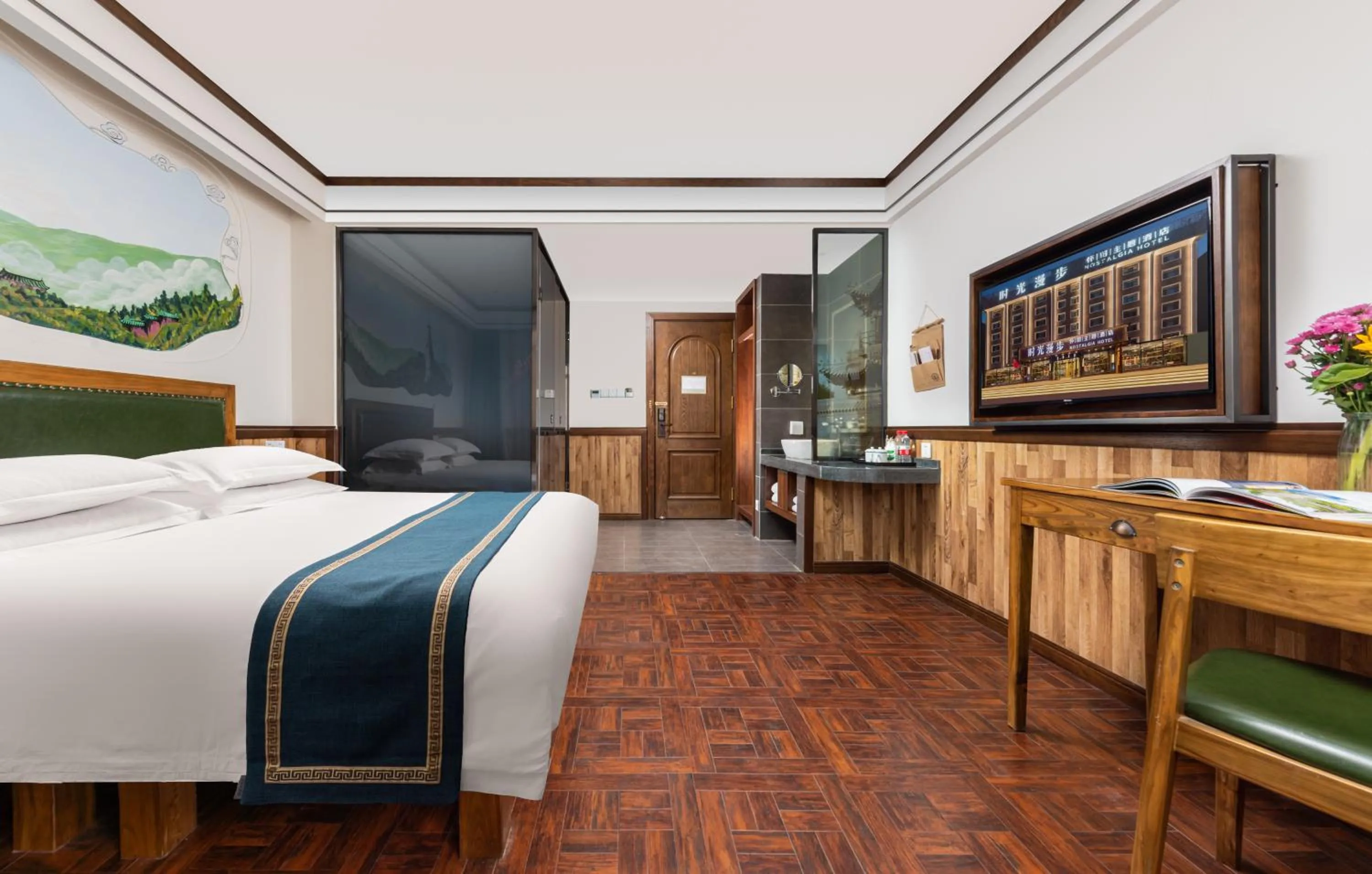 Bed in Nost algia Hotel Near University of Technology -Shanxi museum 时光漫步酒店 山西博物院太原理工大学店 Free fresh ground coffee,Free laundry service