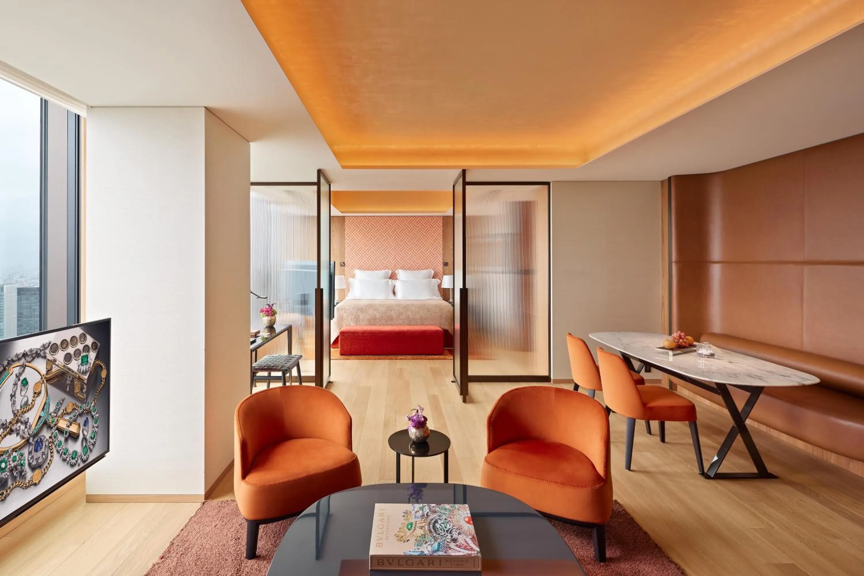 Living room, Bed in Bvlgari Hotel Tokyo