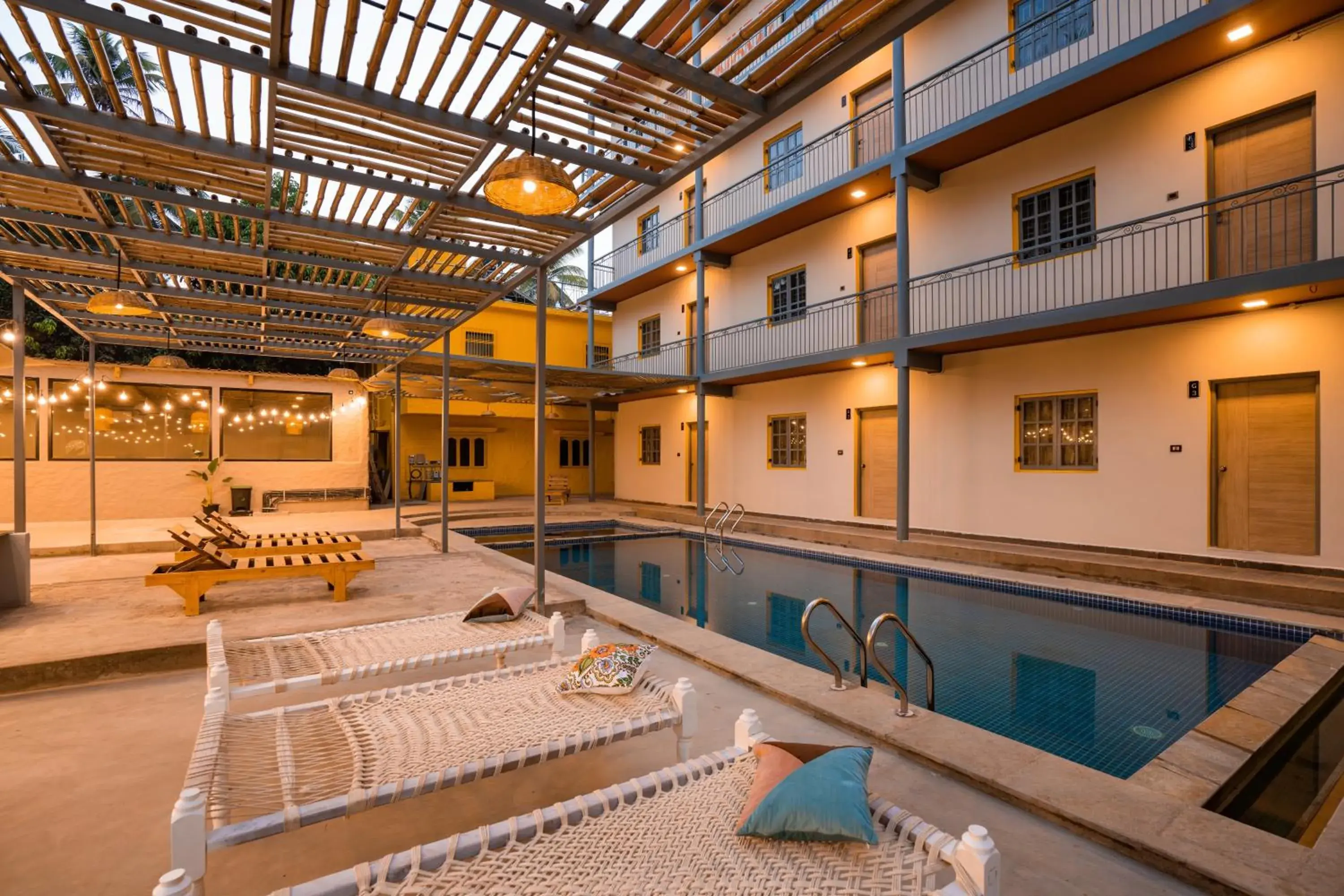 Pool view in Zostel Goa, Morjim Pool view in Zostel Goa, Morjim