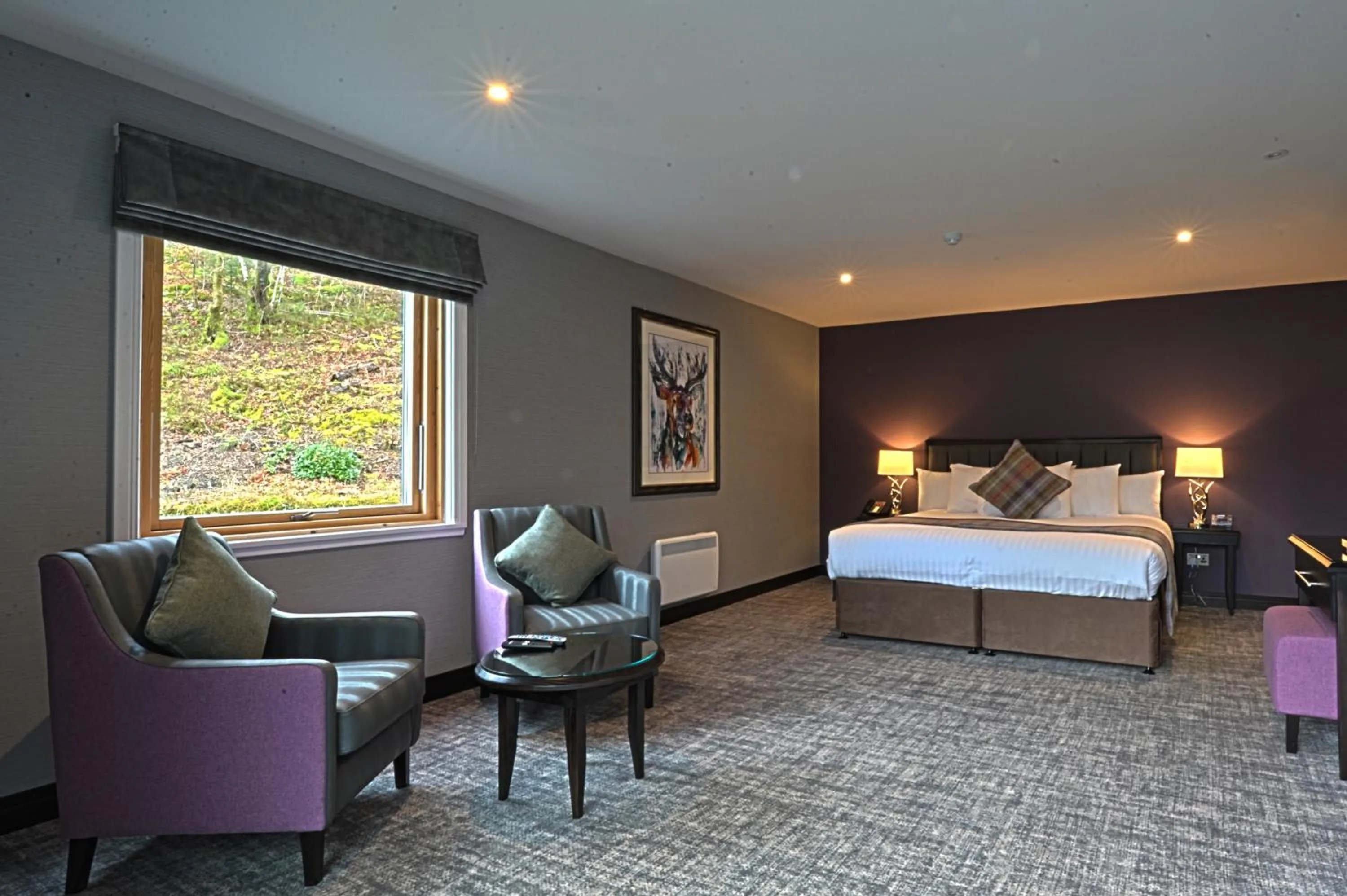 Seating area, Bed in The Beach House Loch Lomond