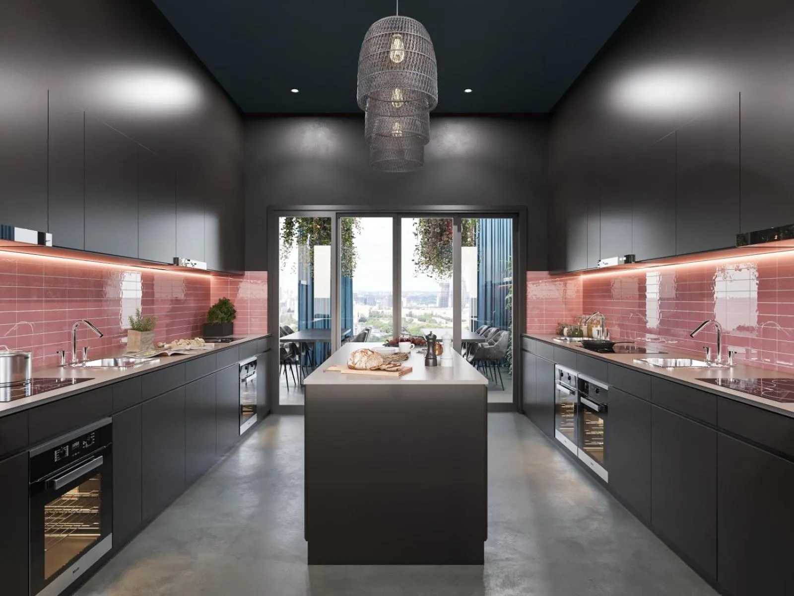 Communal kitchen in VISIONAPARTMENTS Glattbrugg - contactless check-in