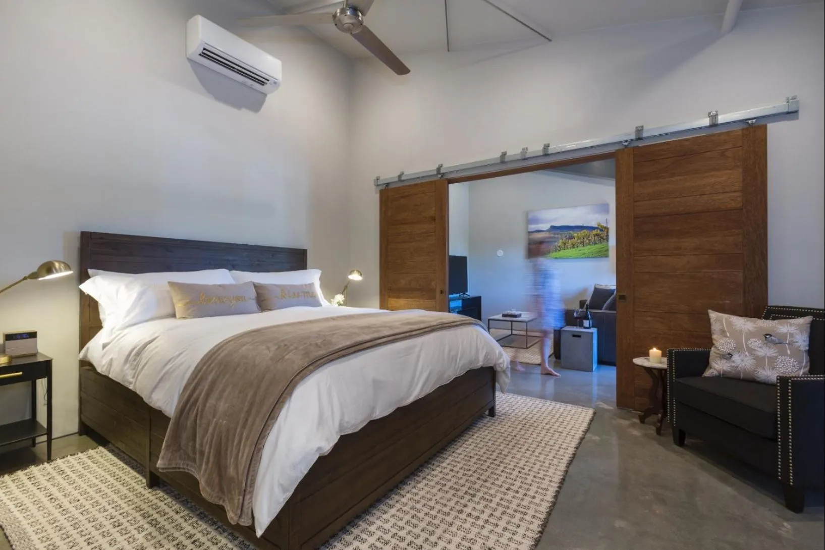 Bed in Bed and Barrel at Stonehouse Cellars