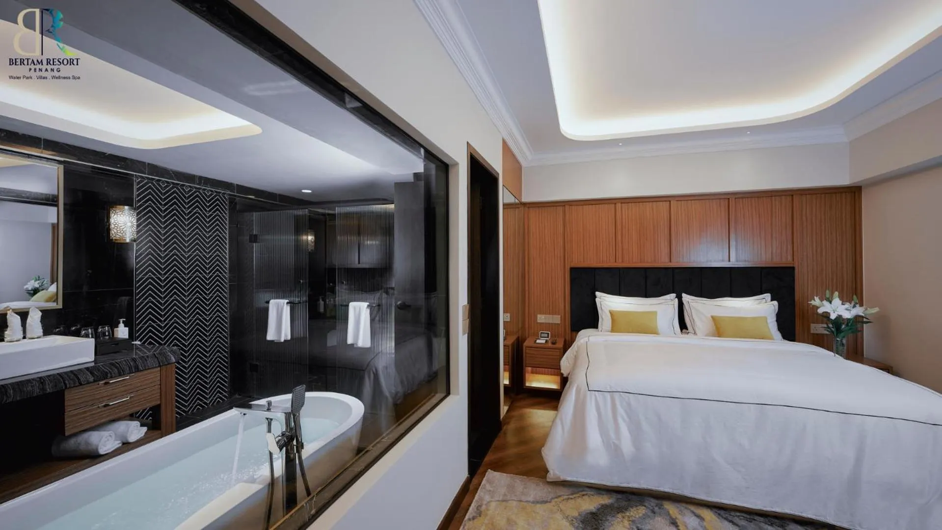 Bath, Bed in Bertam Resort & Water Park Penang