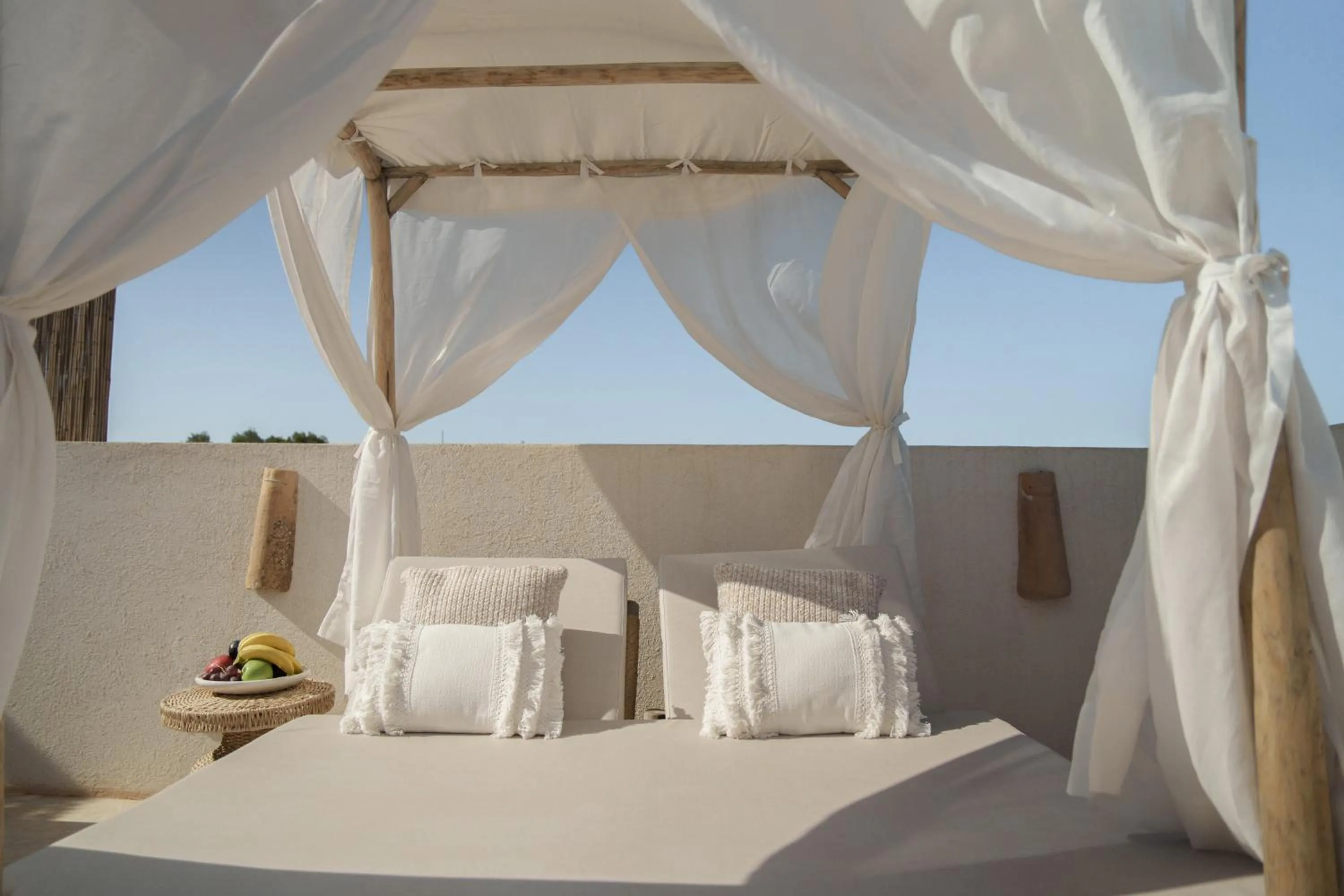 Balcony/Terrace, Bed in Mar Suites Formentera by Universal Beach Hotels