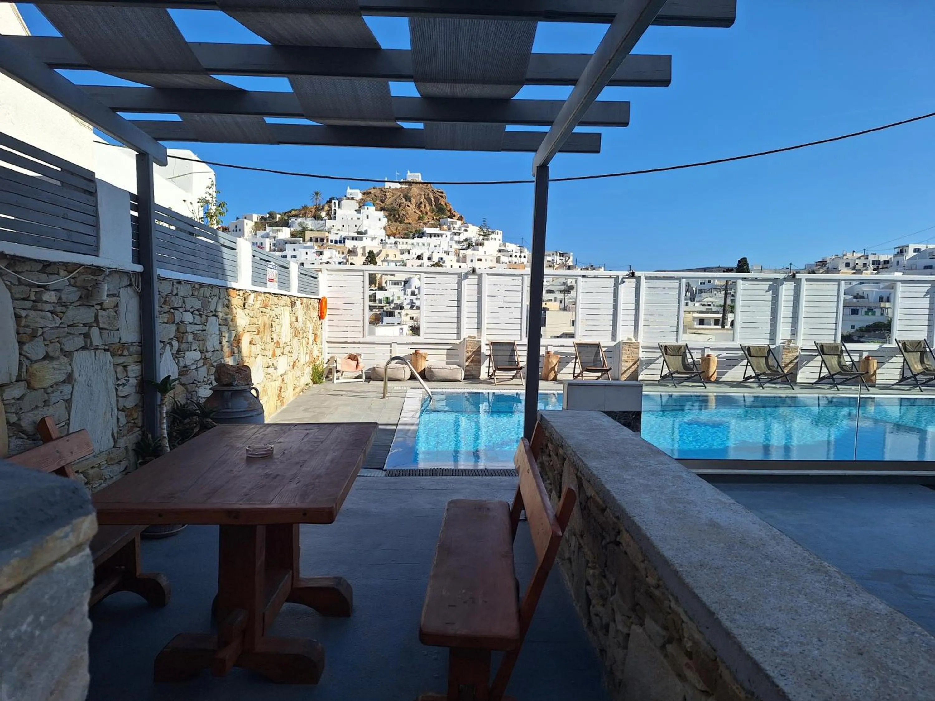 Pool view in Markos Village Pension