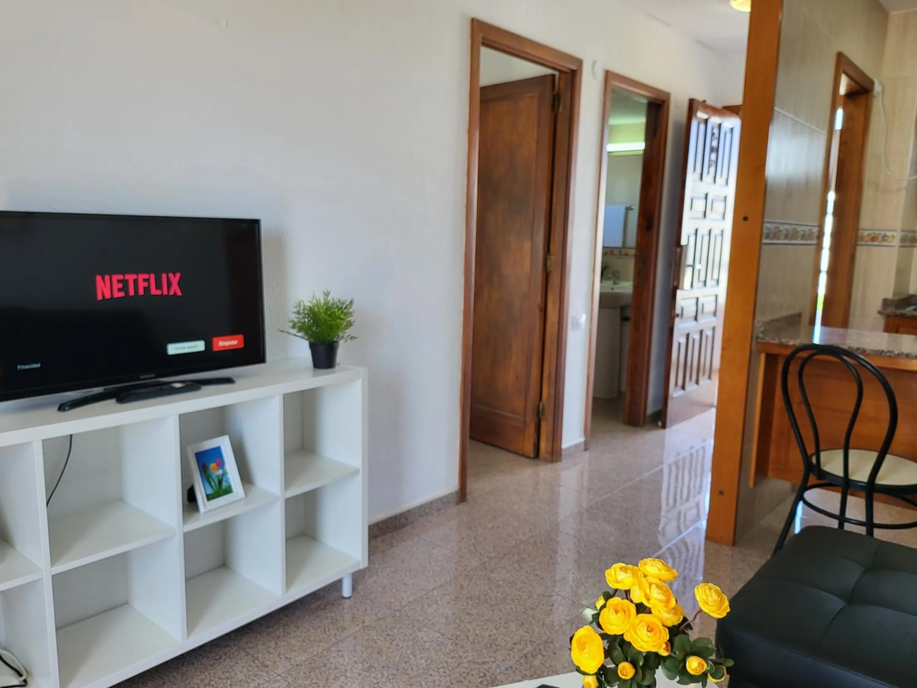 Communal lounge/ TV room in Las Camelias Apartments