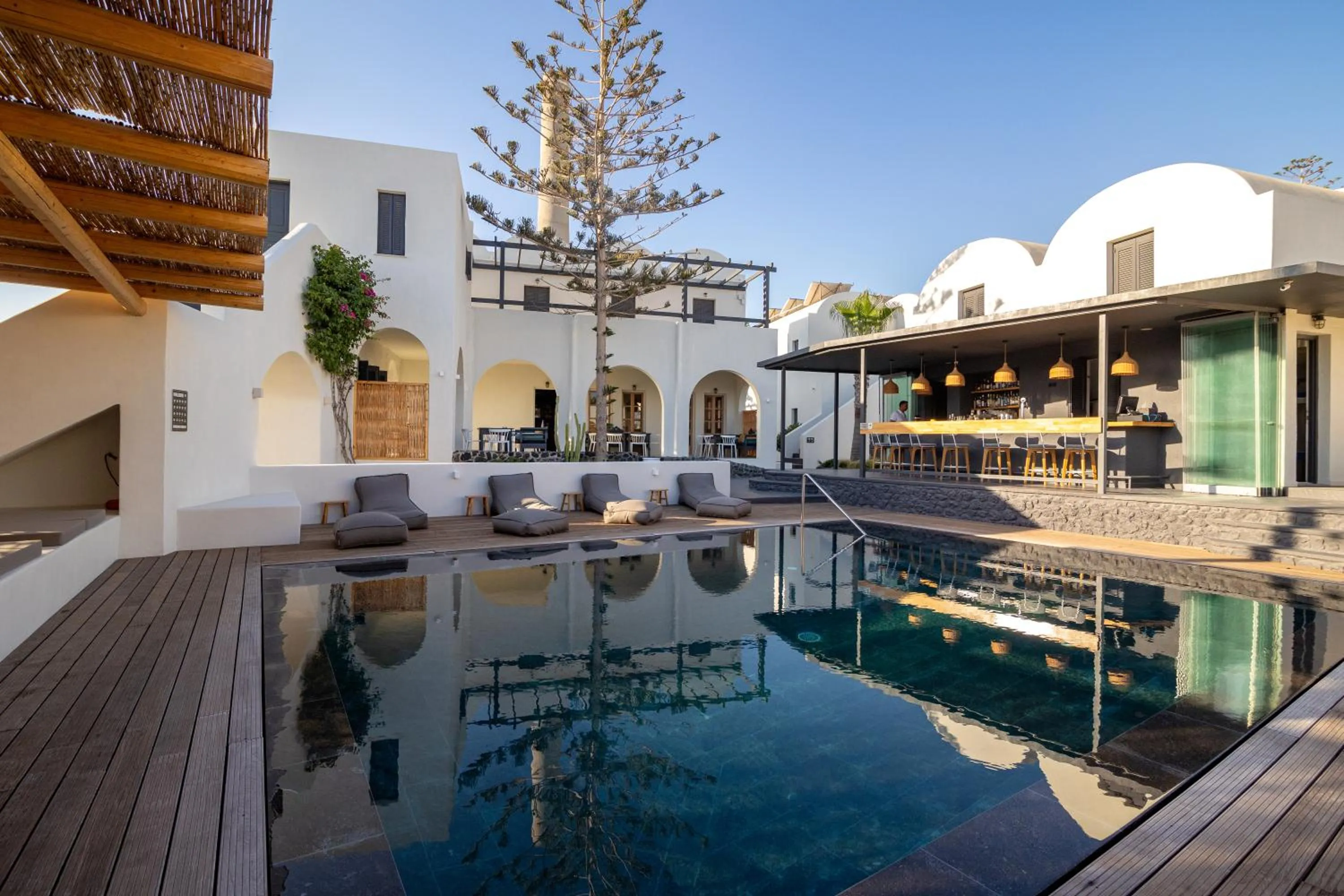 Swimming pool in Scorpios Beach Santorini