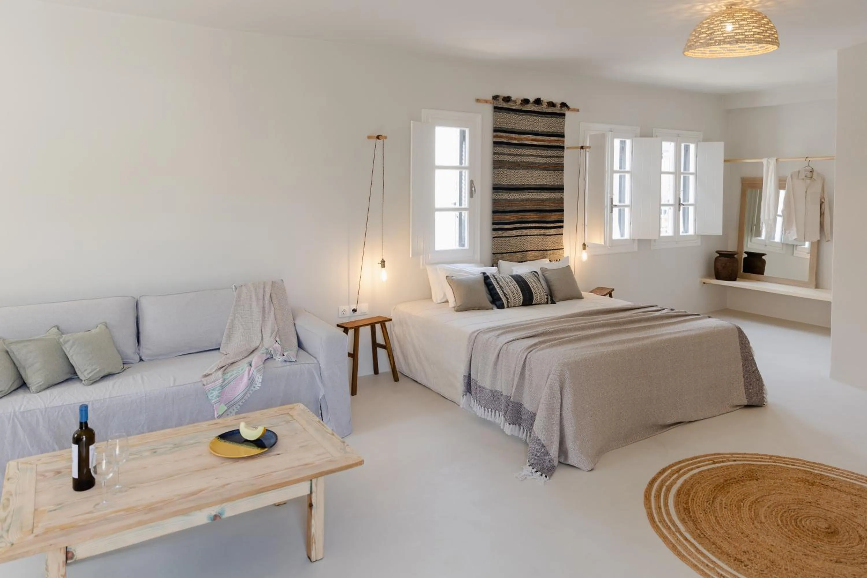 Photo of the whole room, Bed in Scorpios Beach Santorini