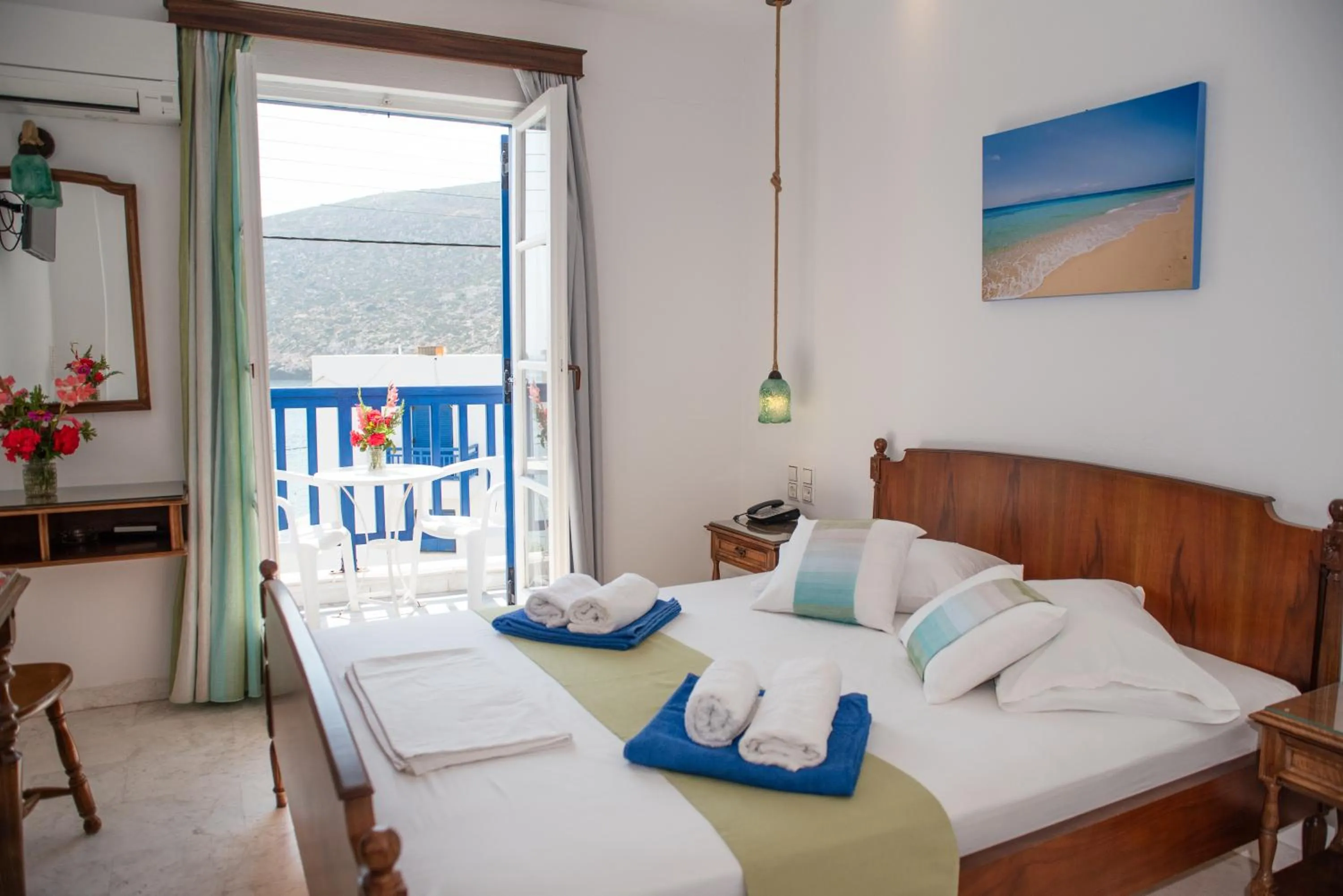 Bed in Adonis Hotel Naxos