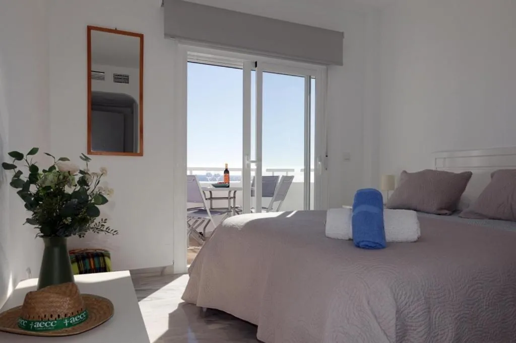 Bedroom, Bed in Sea Front Apartment in La Cala de Mijas