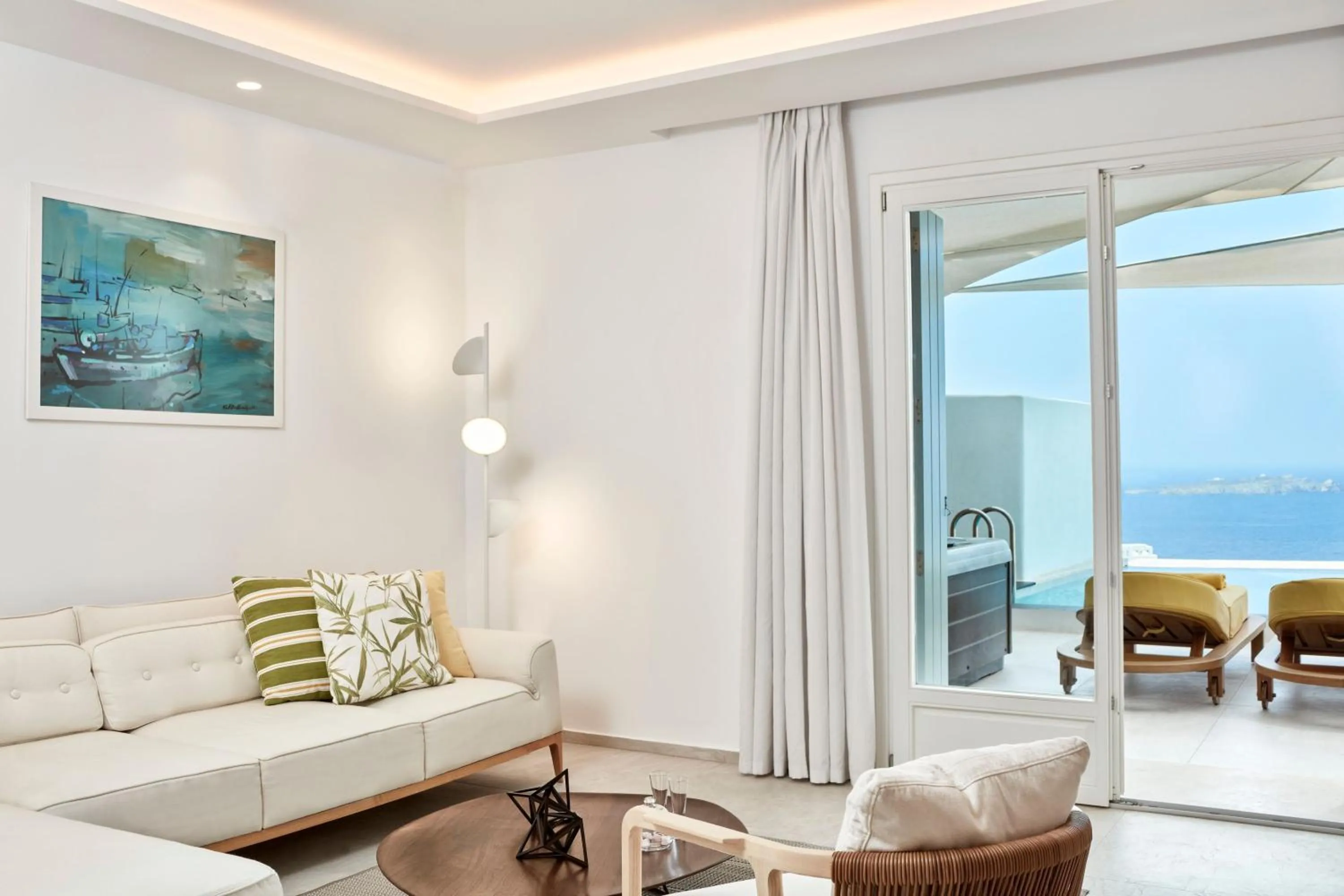 Living room in Myconian Korali Relais & Chateaux