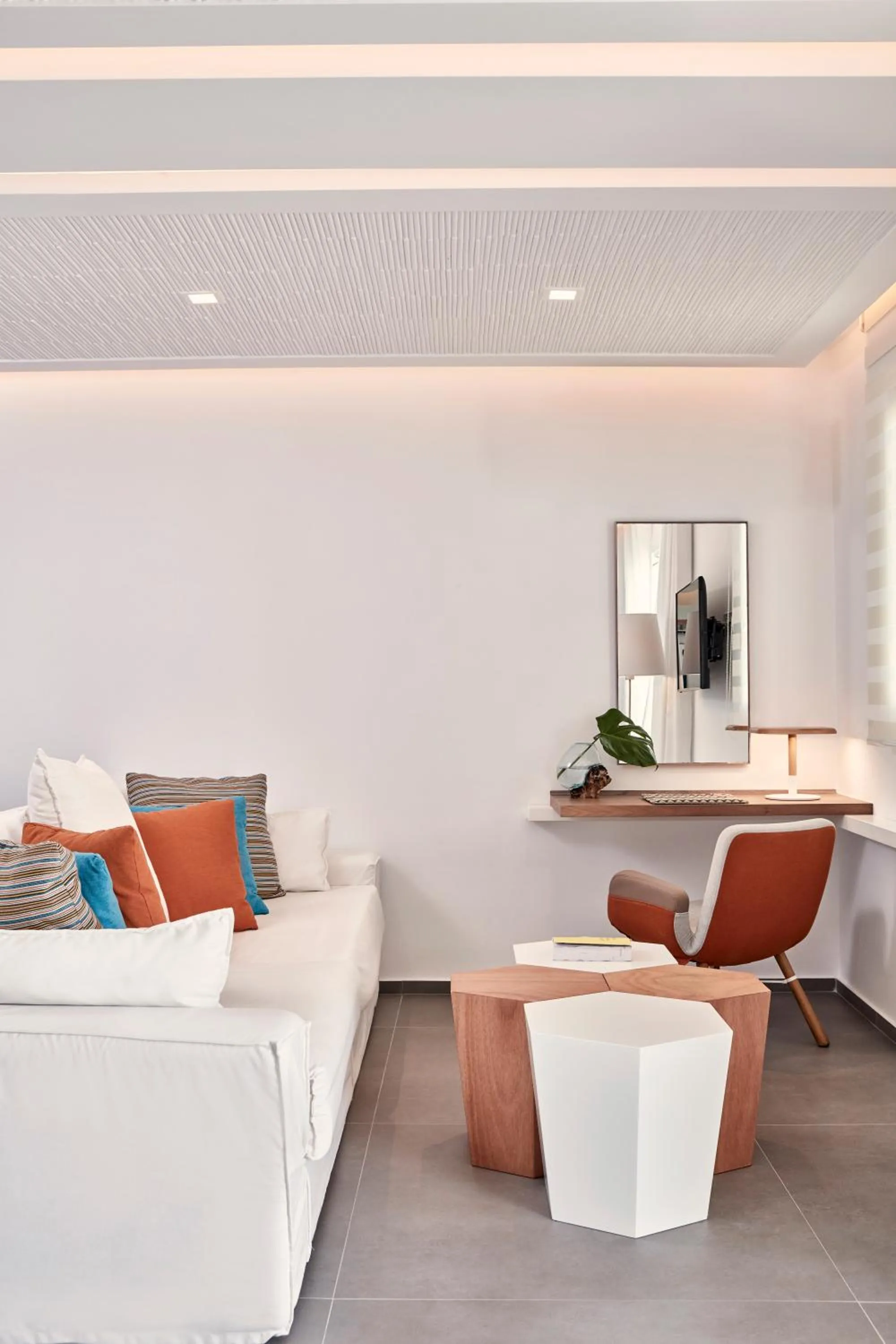 Living room in Myconian Korali Relais & Chateaux