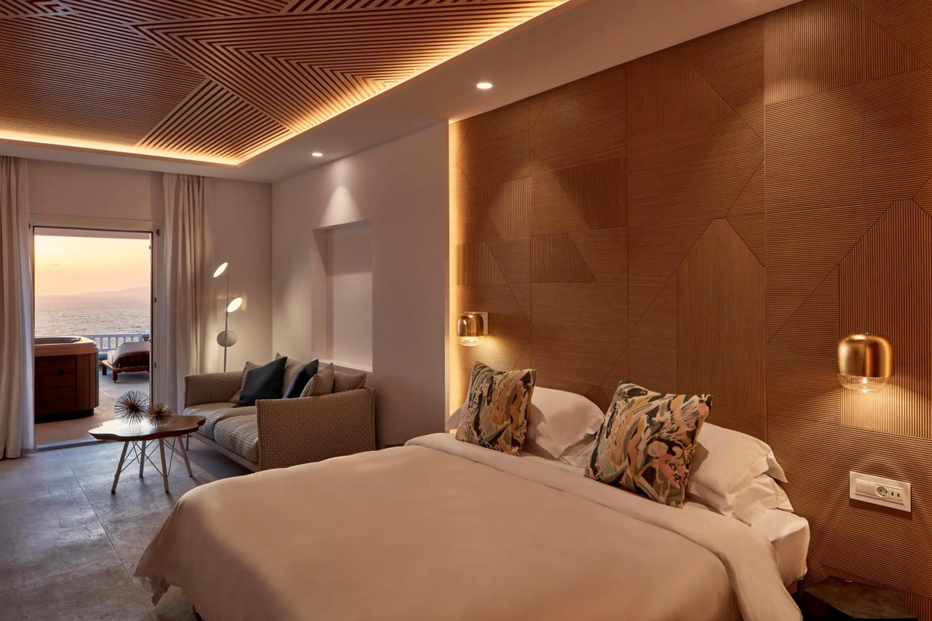 Bedroom in Myconian Korali Relais & Chateaux