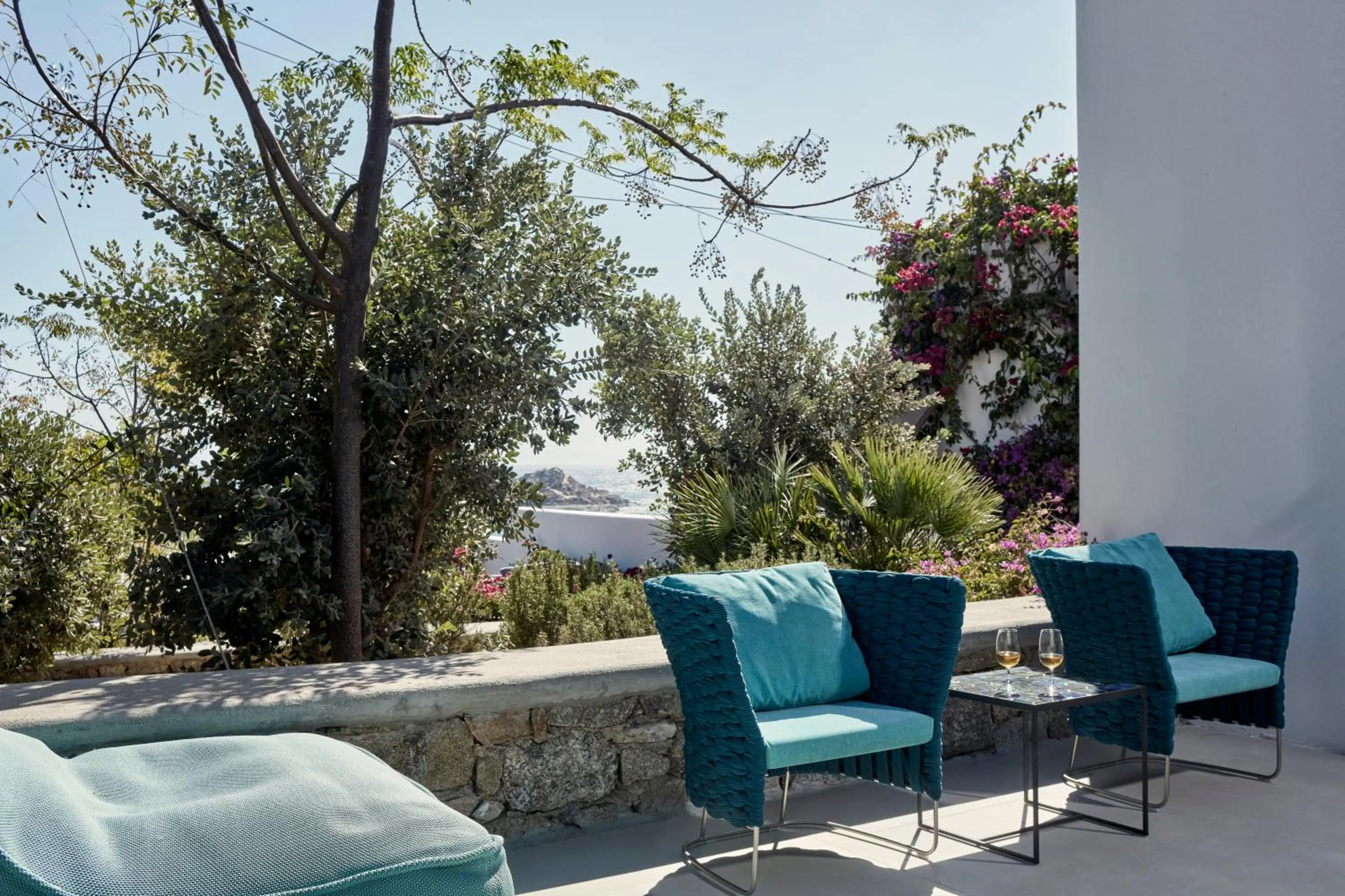 Garden view in Myconian Ambassador Relais & Chateaux