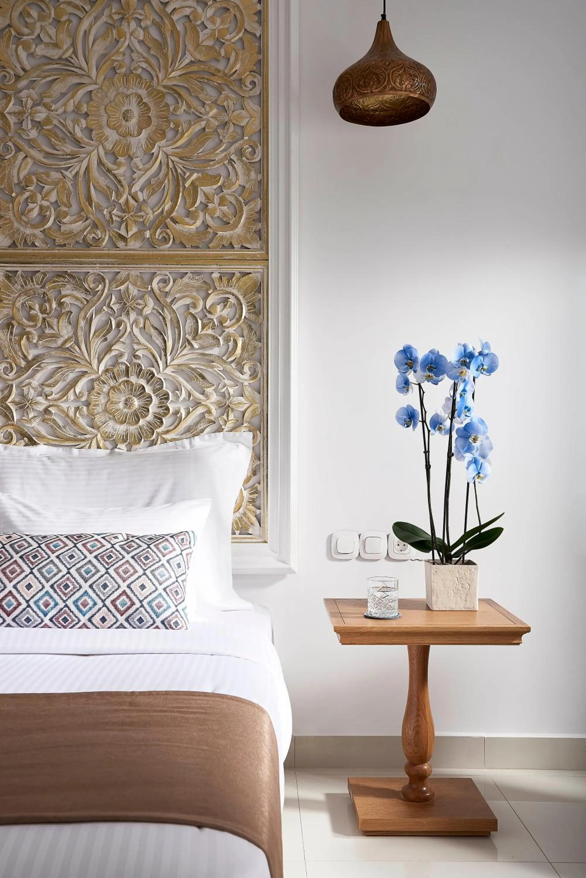 Decorative detail, Bed in Mythos Palace Resort & Spa