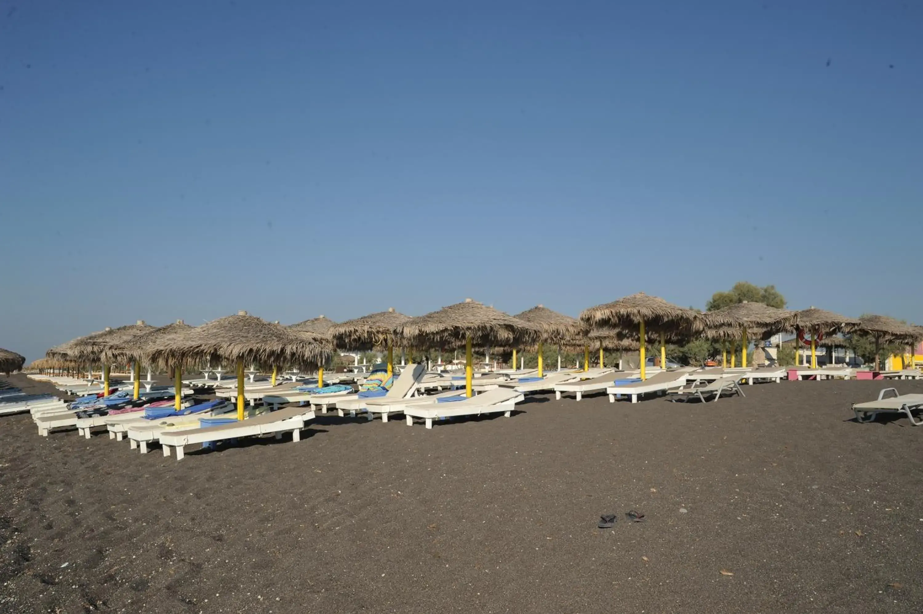 Bird's eye view in Perissa Bay Bird's eye view in Perissa Bay