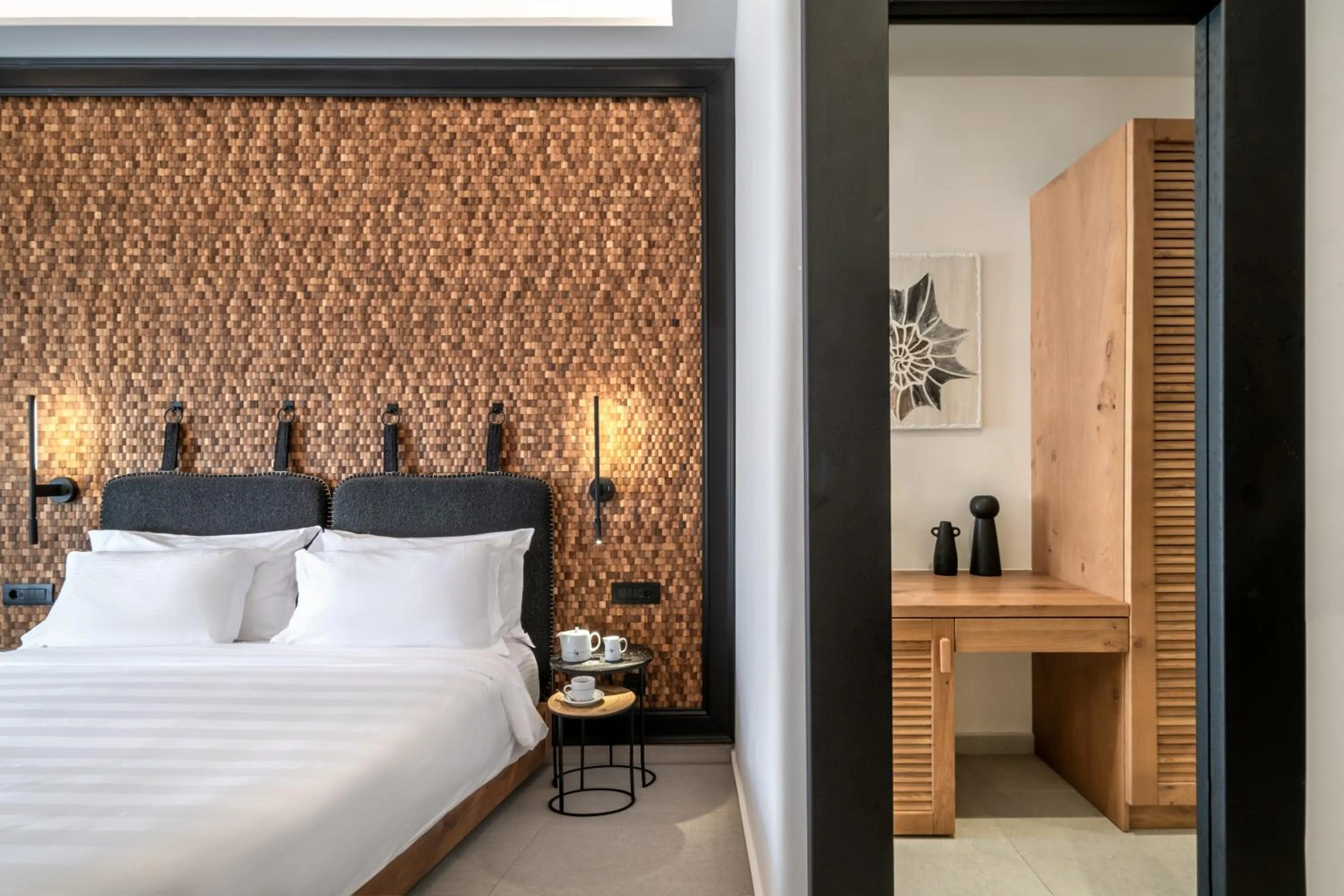 Bed in Petinos Hotel