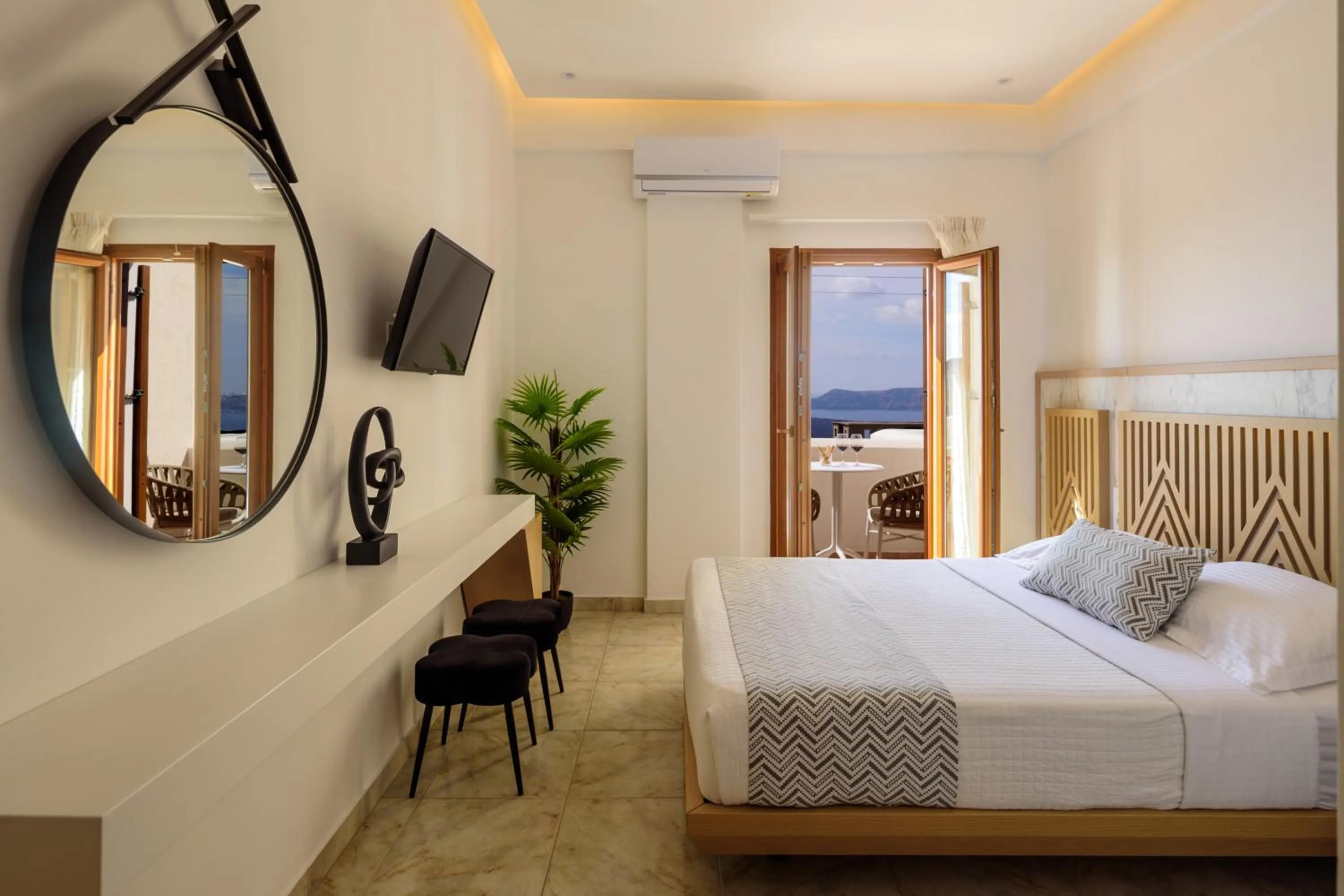 Bed in Astir Thira Hotel