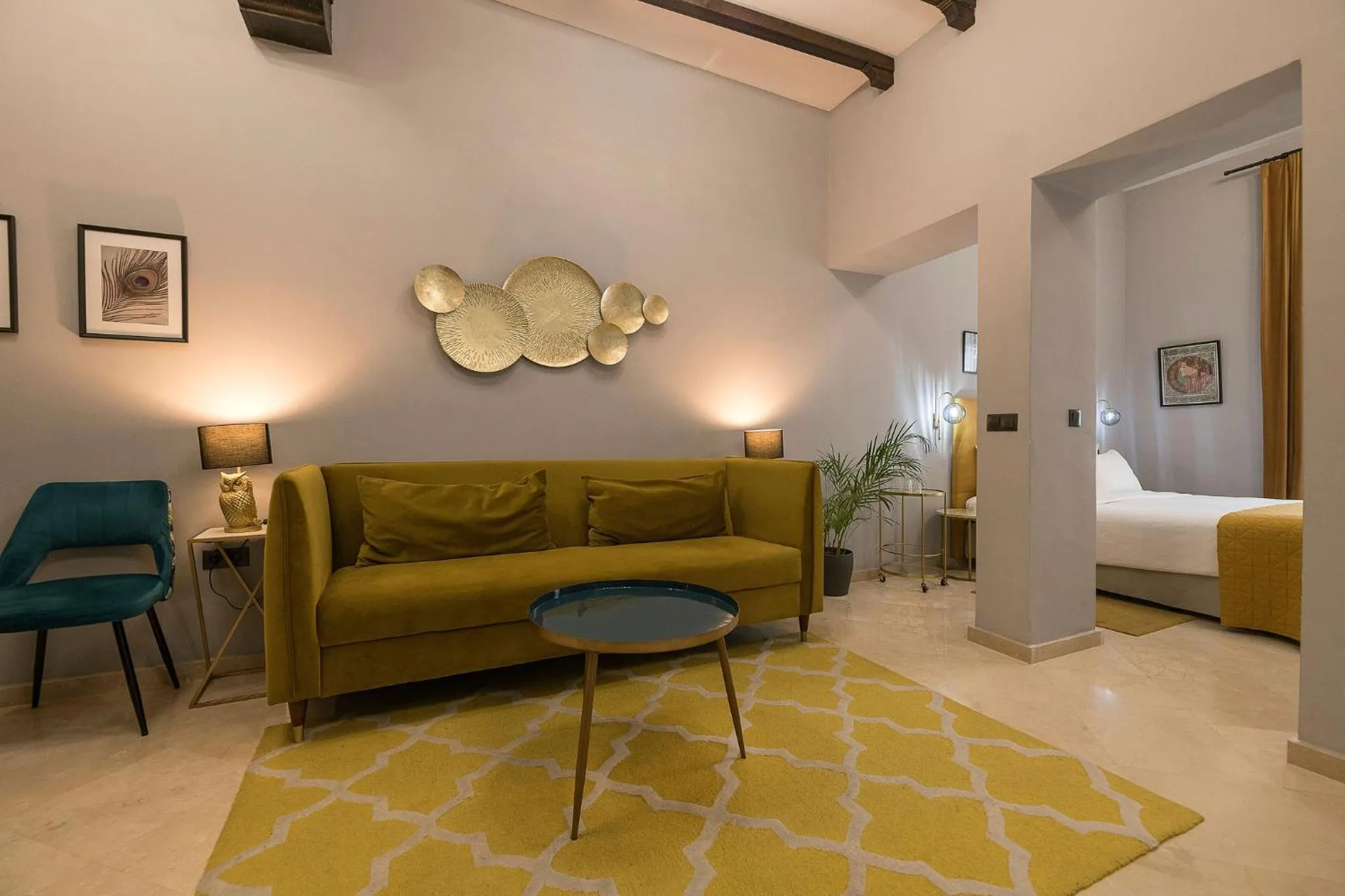 Living room, Bed in Boutique Suites