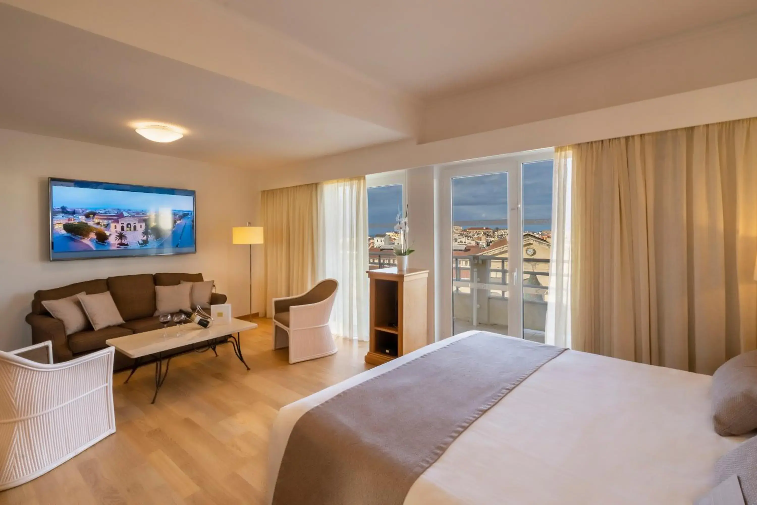 TV and multimedia, Bed in Kydon The Heart City Hotel TV and multimedia, Bed in Kydon The Heart City Hotel