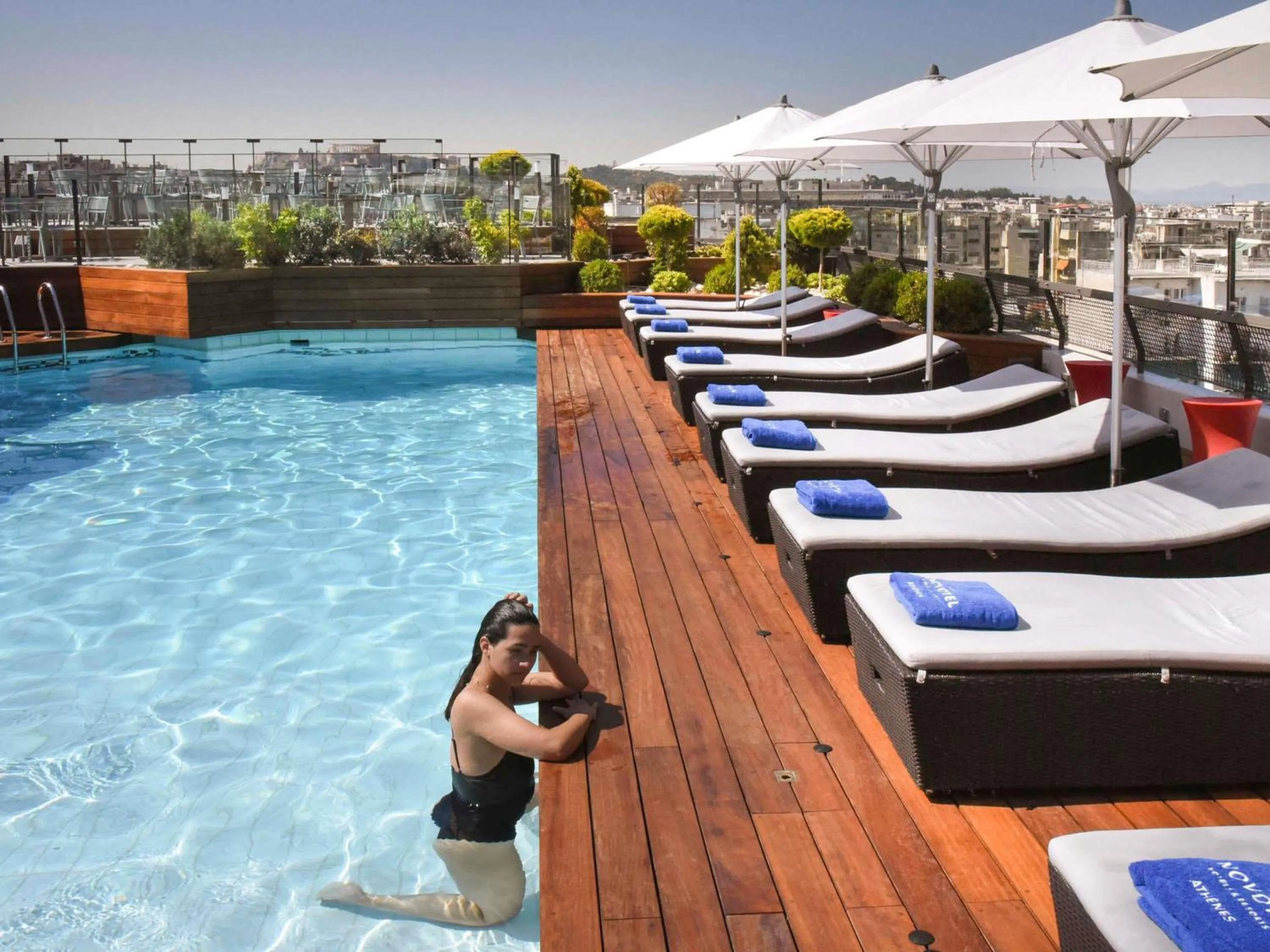 Pool view in Novotel Athens