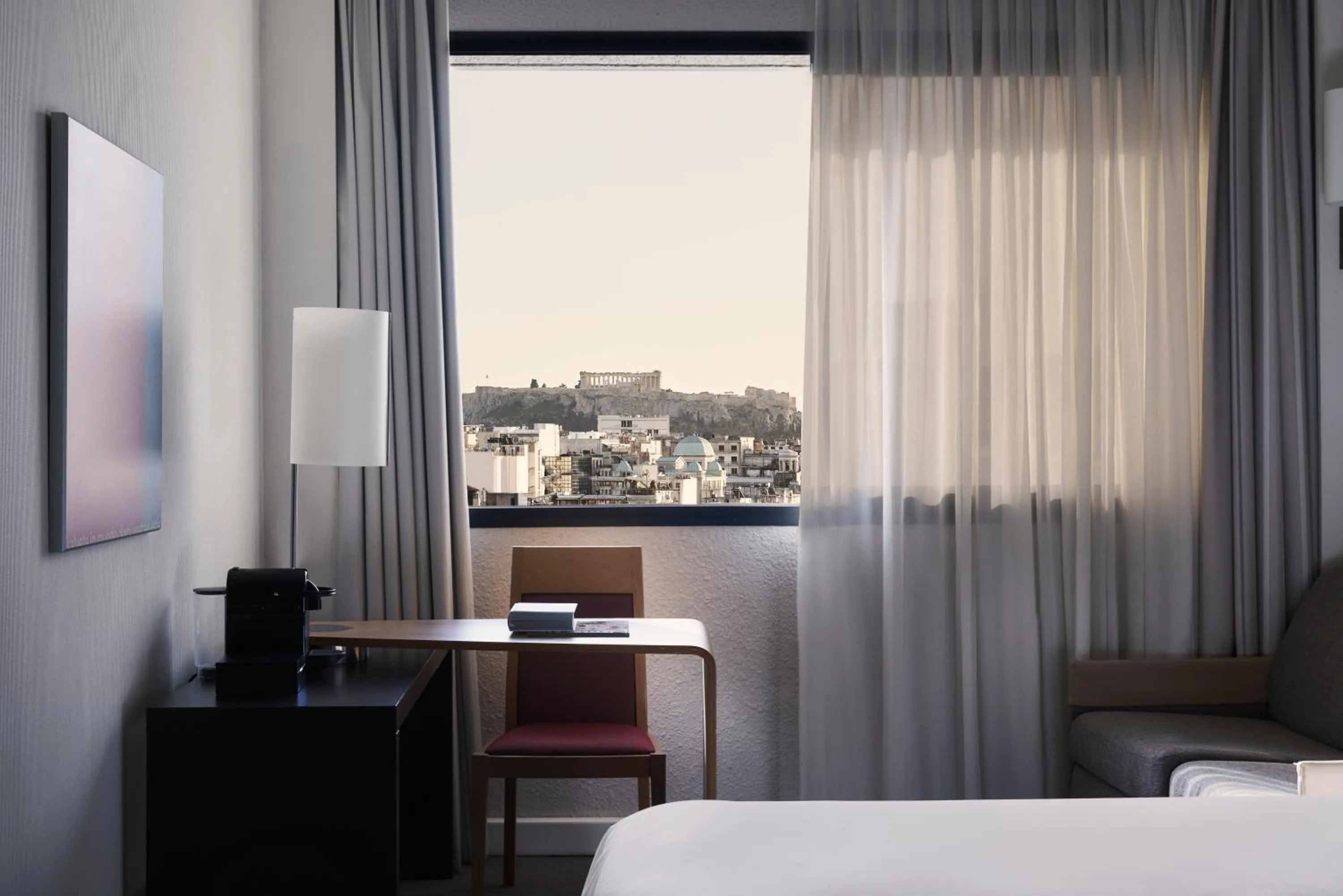View (from property/room), Bed in Novotel Athens