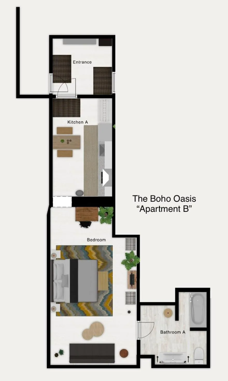 Floor plan in The Boho Oasis