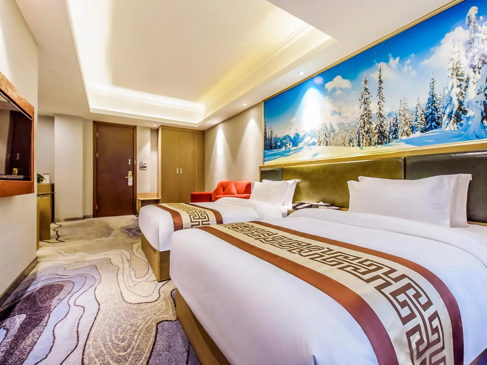 Bedroom, Bed in Guangzhou Huihe Hotel