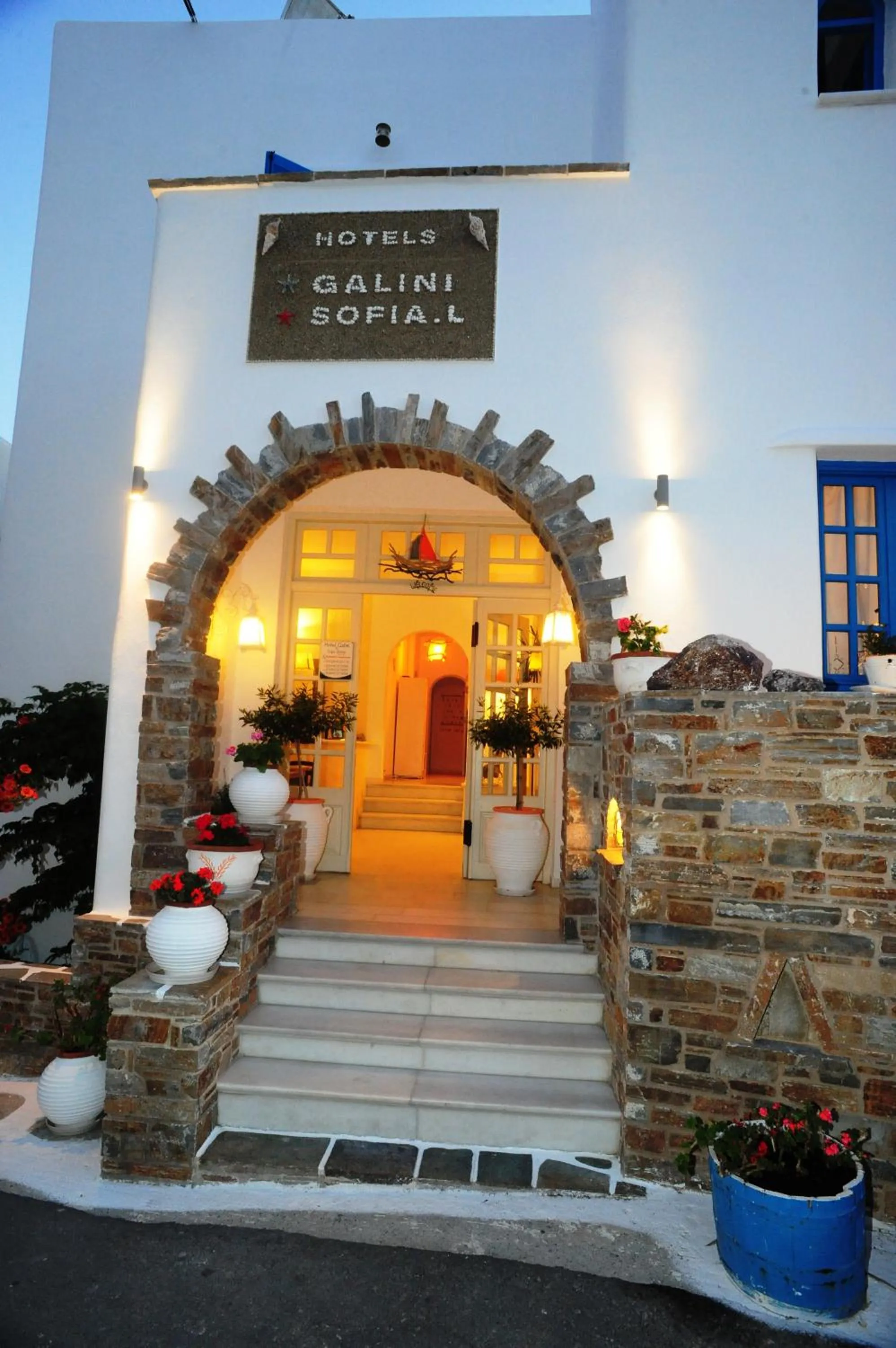 Facade/entrance in Galini Hotel