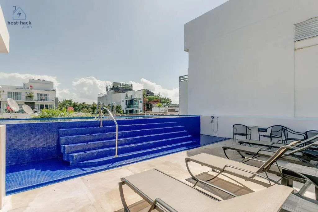 Pool view in Danzamar 1B with Pool & Rooftop near Mamitas beach