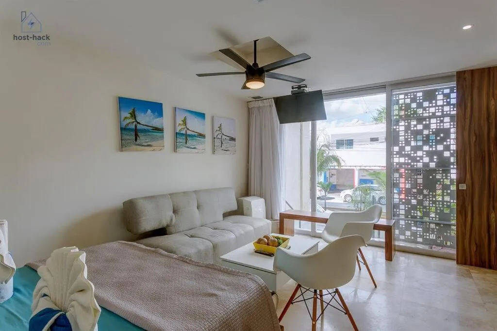 Bedroom in Danzamar 1B with Pool & Rooftop near Mamitas beach