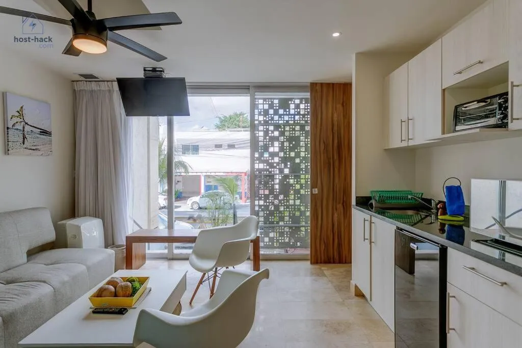 Kitchen or kitchenette in Dpto a 5 min de la Playa con Piscina y Rooftop