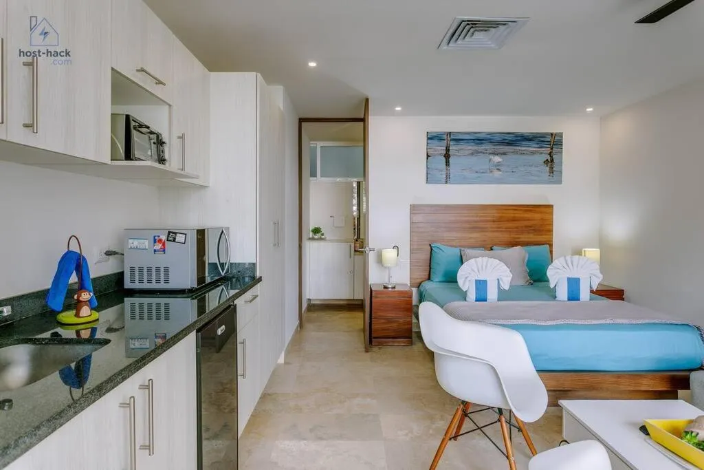 Kitchen or kitchenette in Dpto a 5 min de la Playa con Piscina y Rooftop