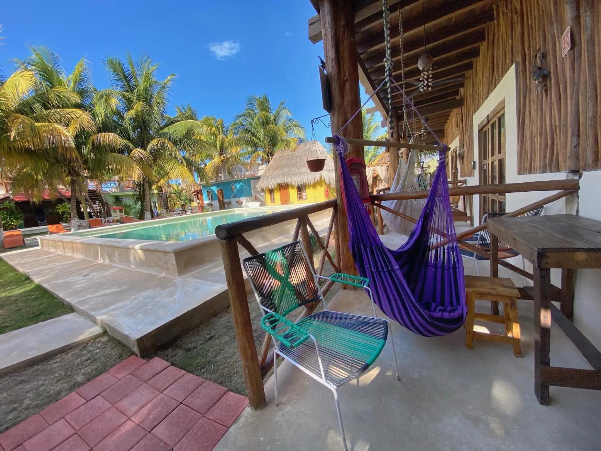 Pool view in Cabañas Frida