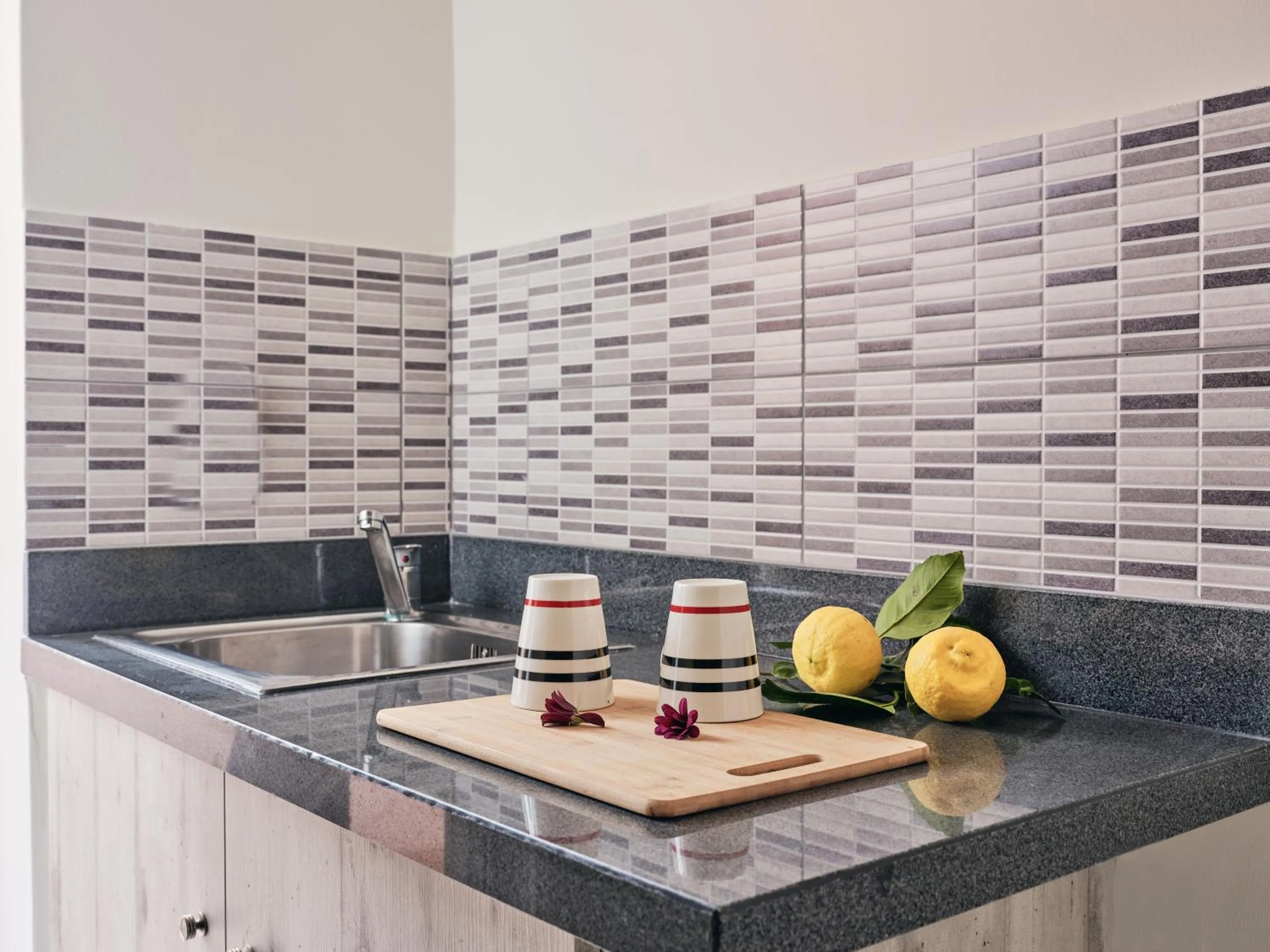 Kitchen or kitchenette in Savvas Hotel