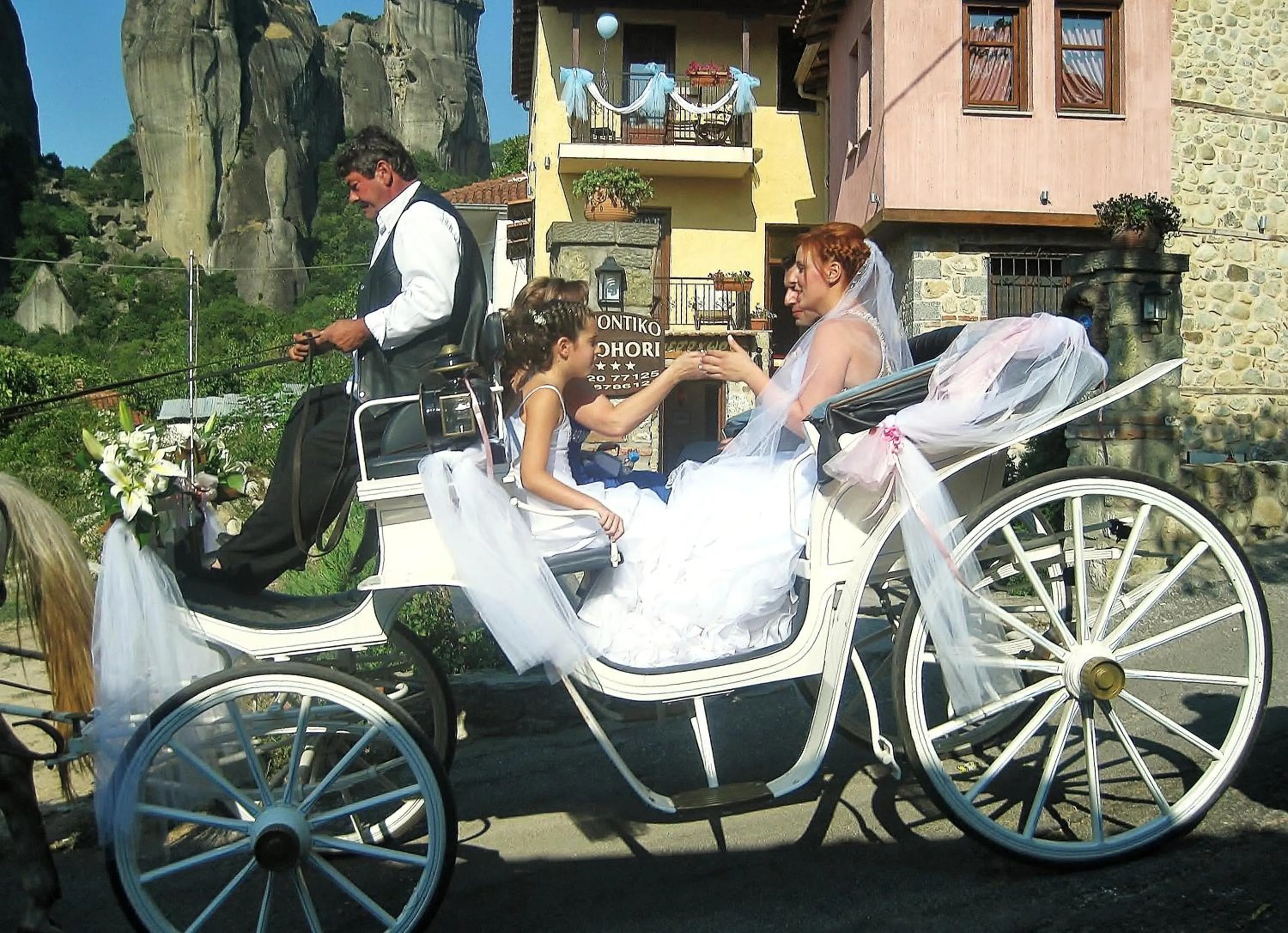 group of guests in Archontiko Mesohori Meteora