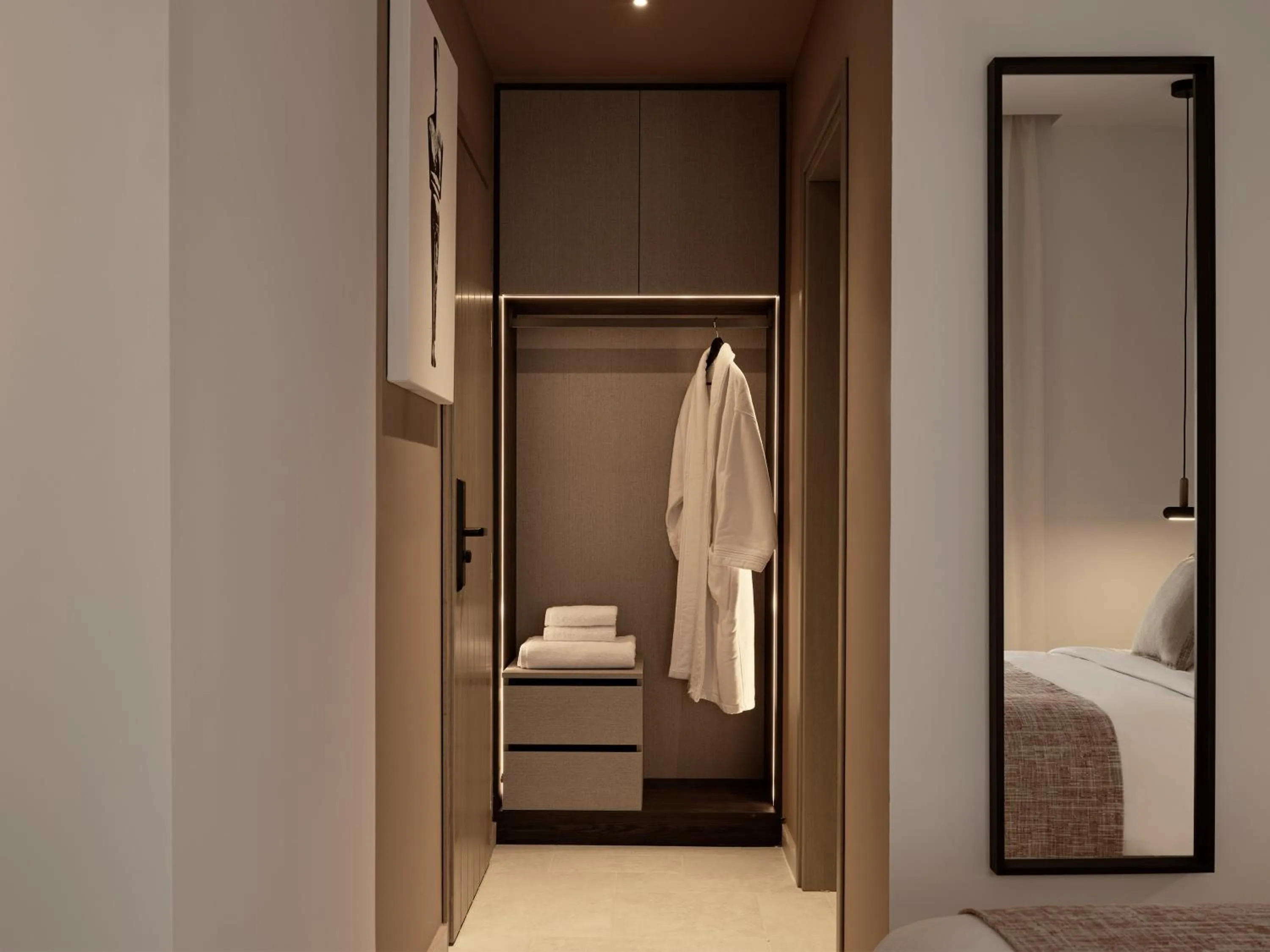 wardrobe, Bed in NAUMA PAROS Design Boutique Hotel