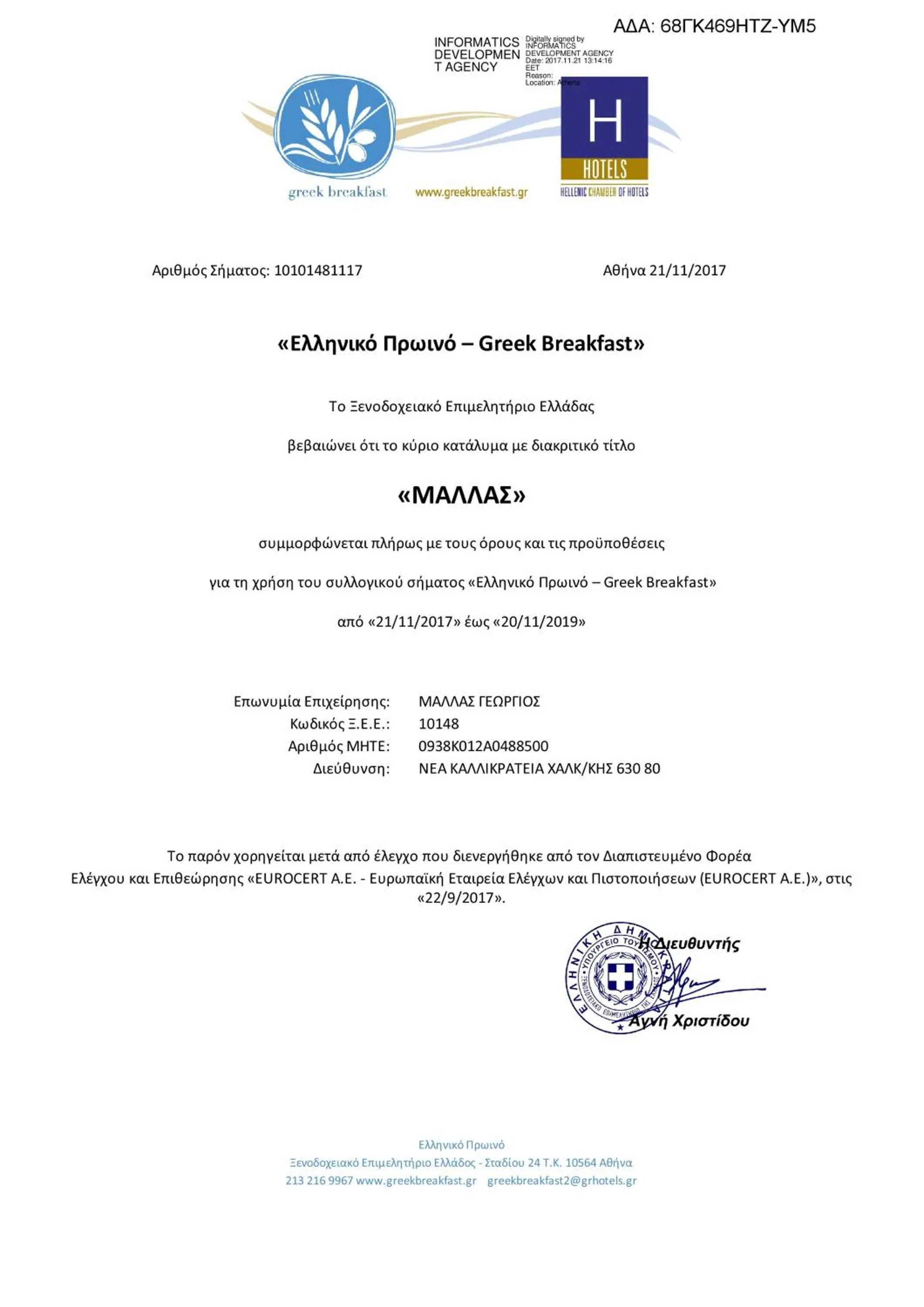 Certificate/Award in Hotel Mallas