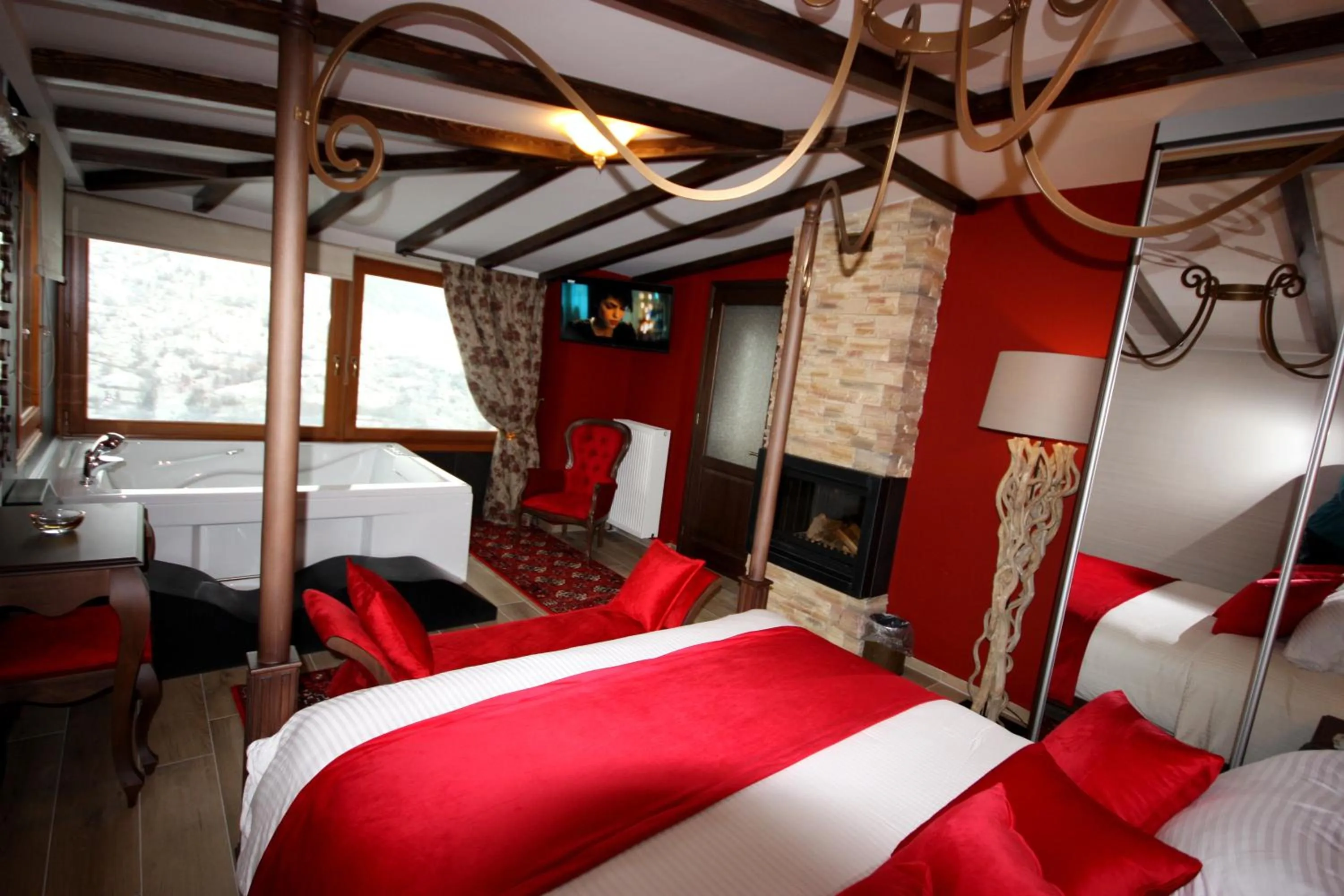 Photo of the whole room, Bed in Archontiko Metsovou Luxury Boutique Spa Hotel