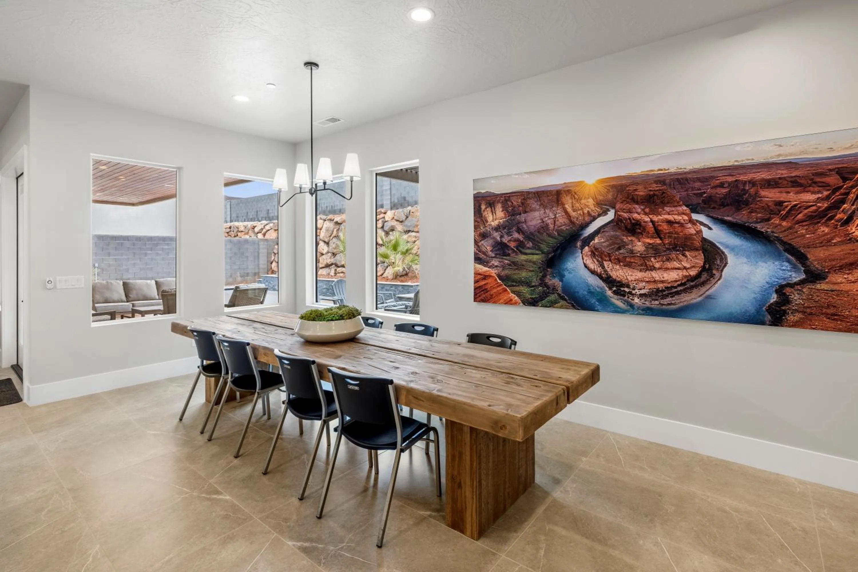Dining area in Modern Desert Oasis Lux Home w Pool and Spa