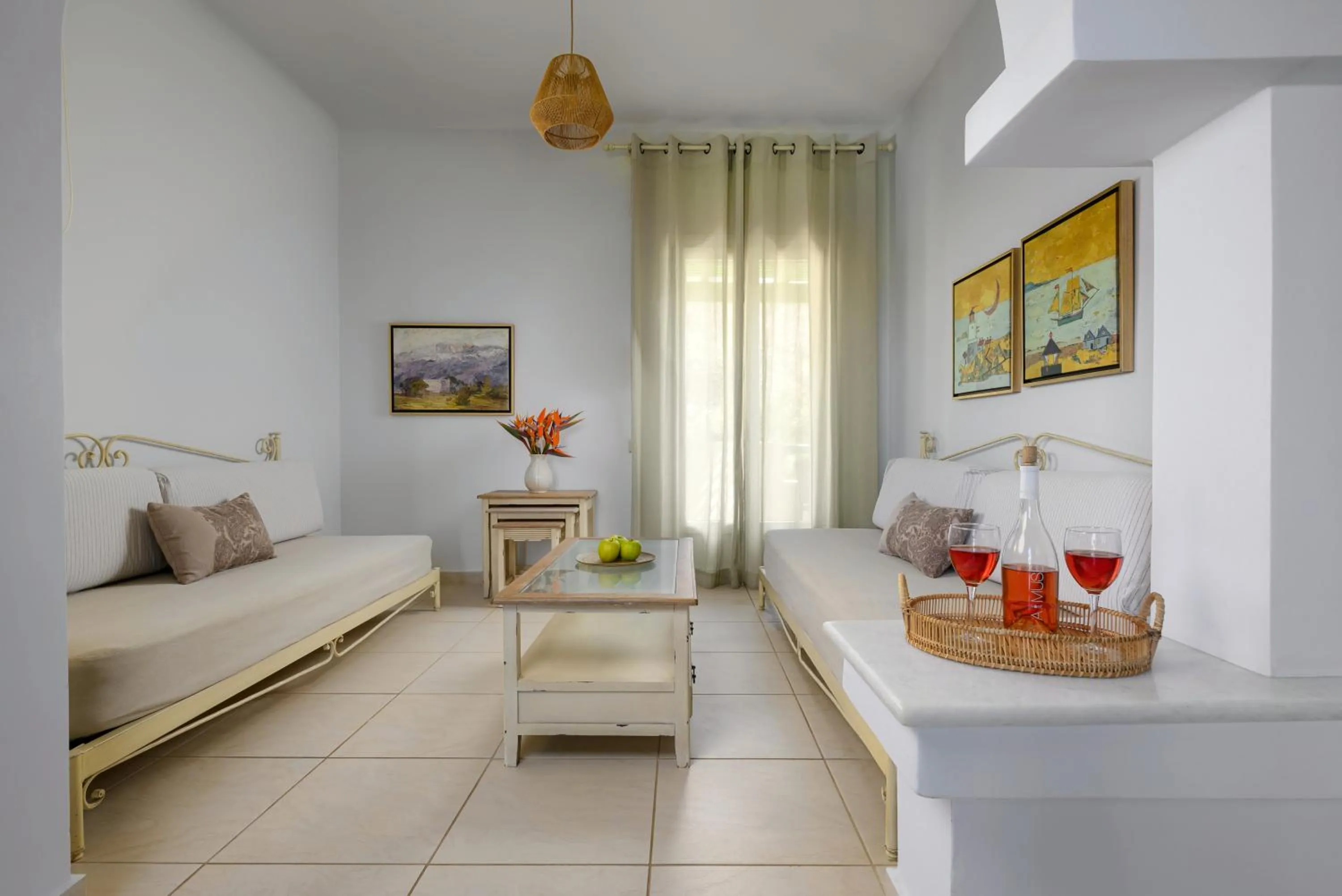 Seating area, Bed in Finikas Hotel