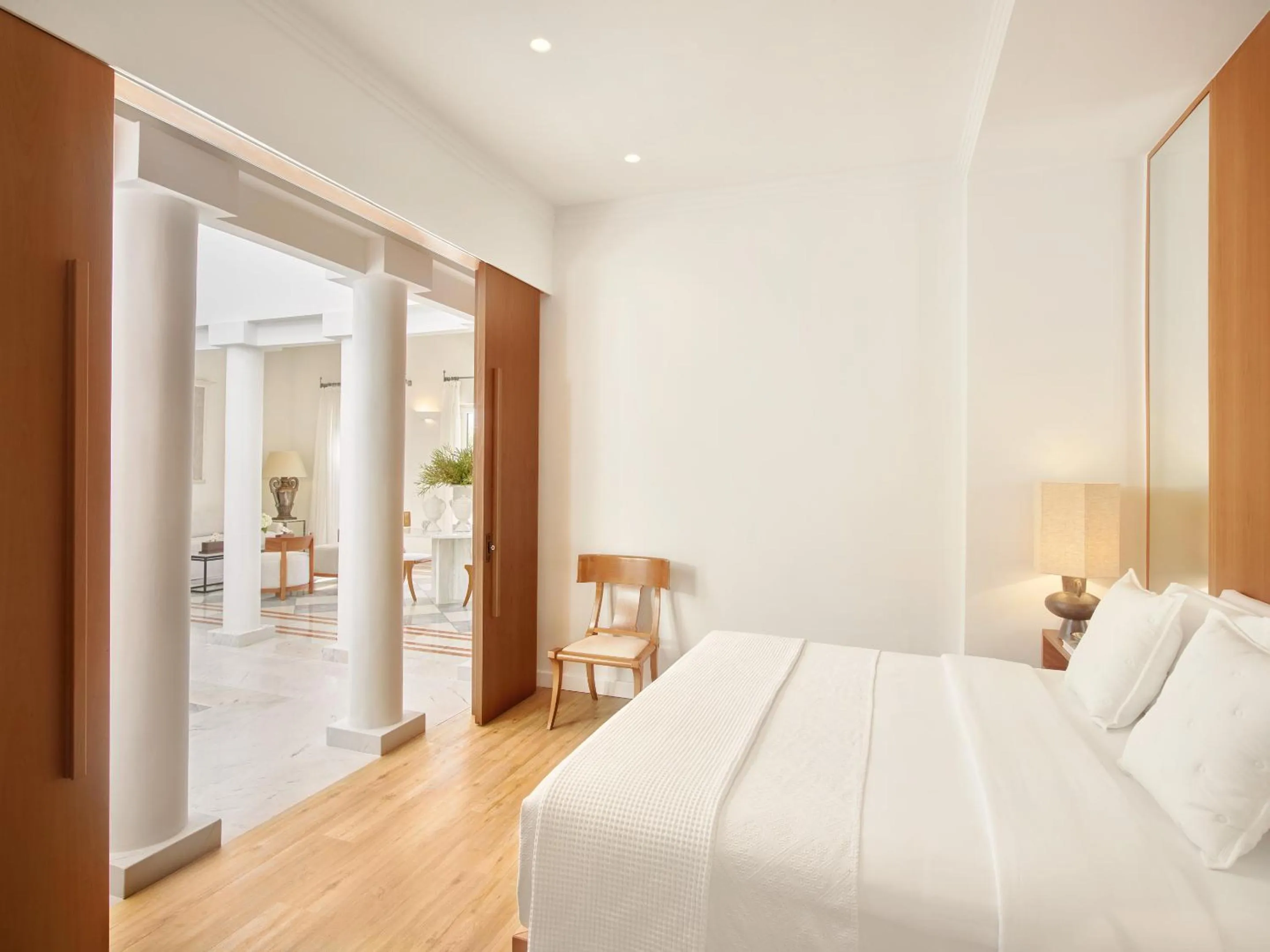 Bed in Mandola Rosa at Riviera Olympia, A Grecotel Resort to Live