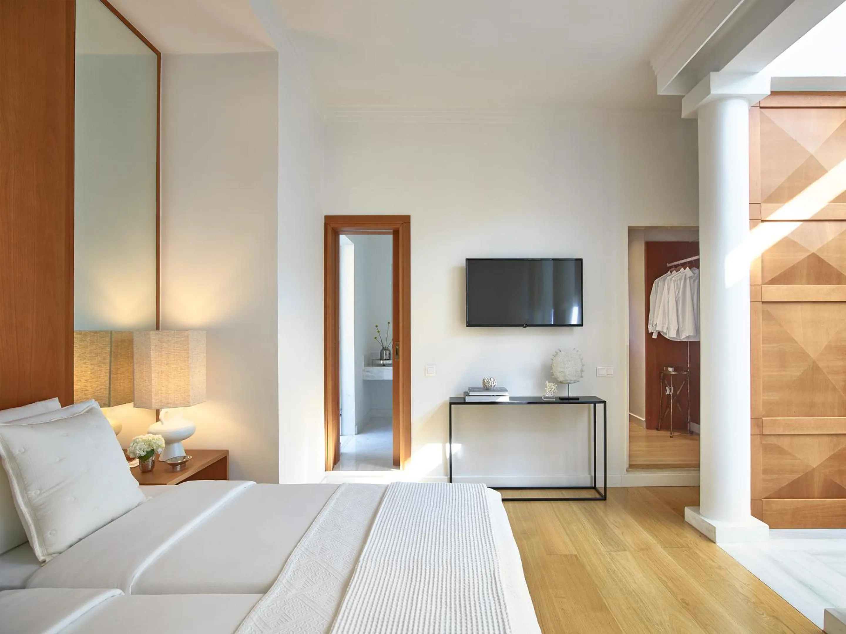 Bed in Mandola Rosa at Riviera Olympia, A Grecotel Resort to Live